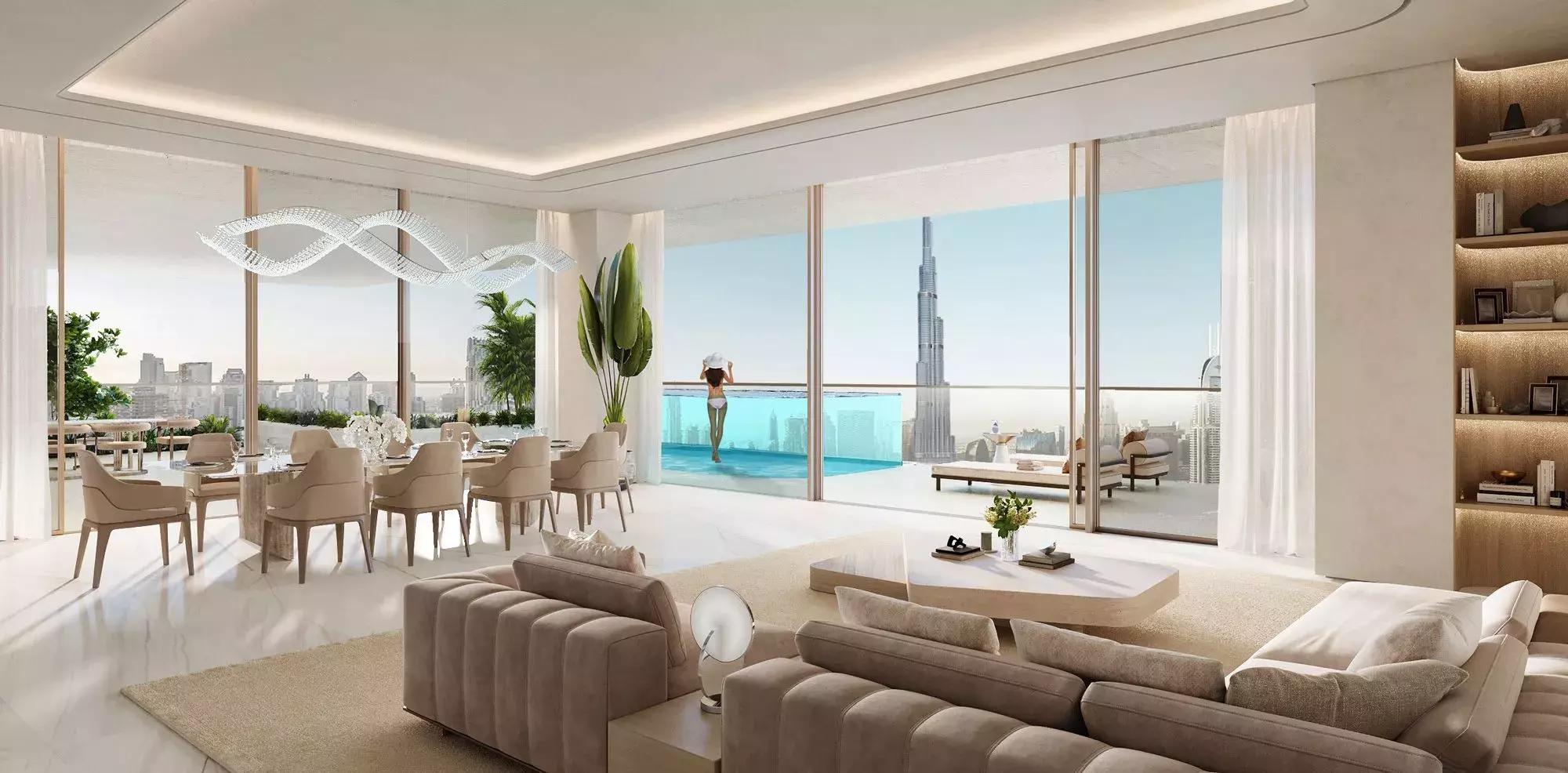 Interior living space at Fairmont Residences Solara Tower