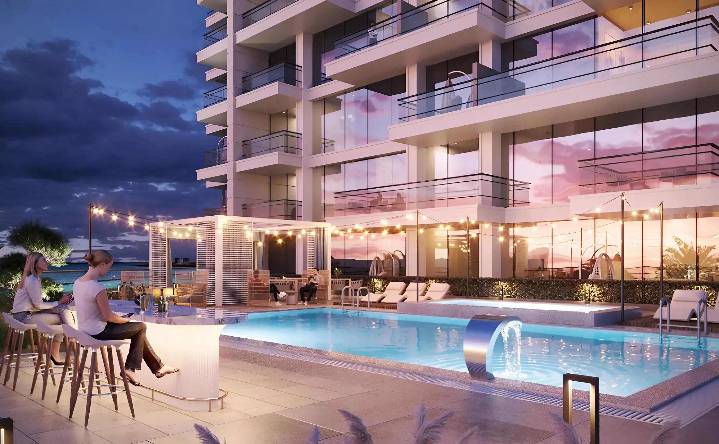 Bedroom interior render, Mayas Sea View apartment, Dubai Islands