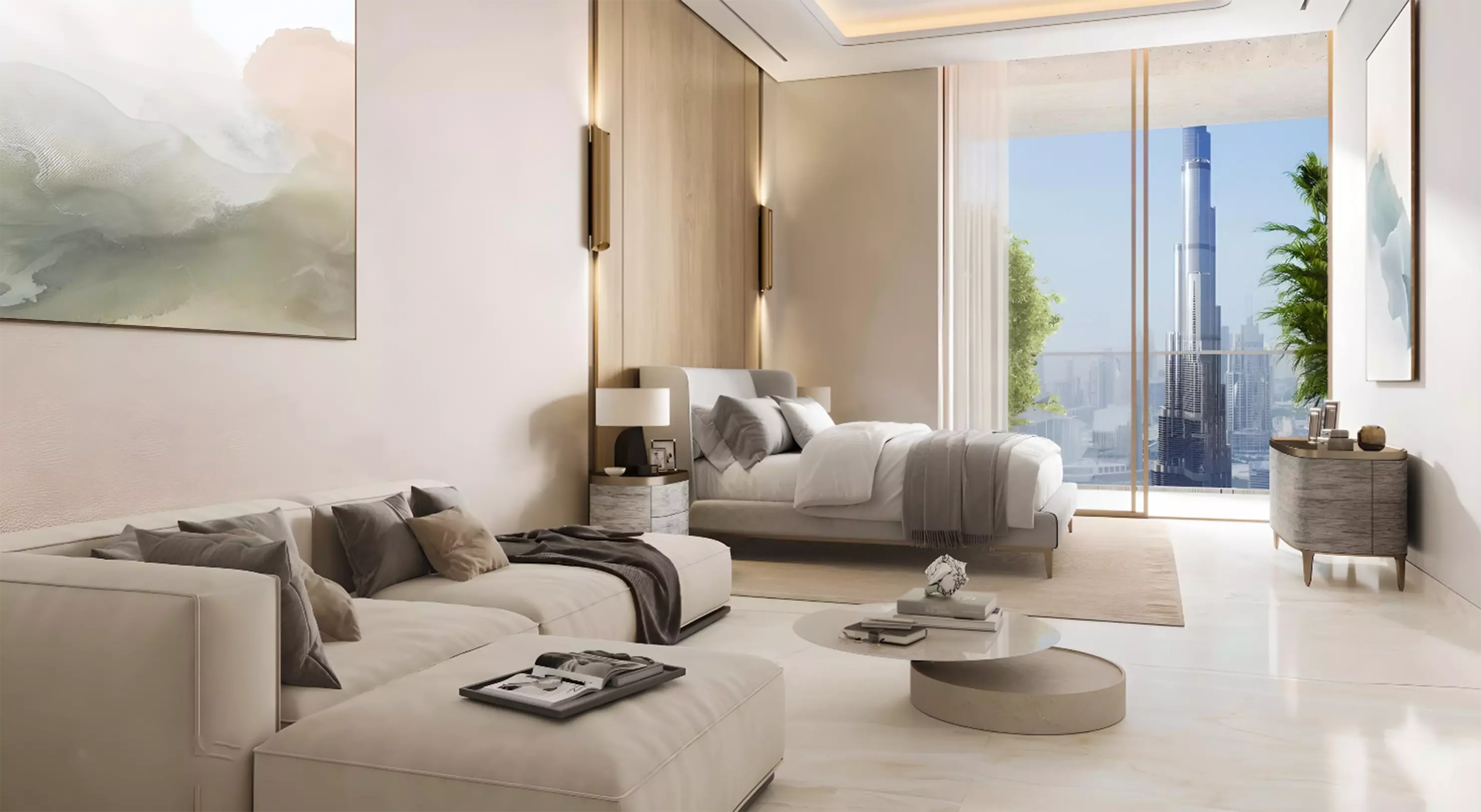 Bedroom interior at Fairmont Residences Solara Tower