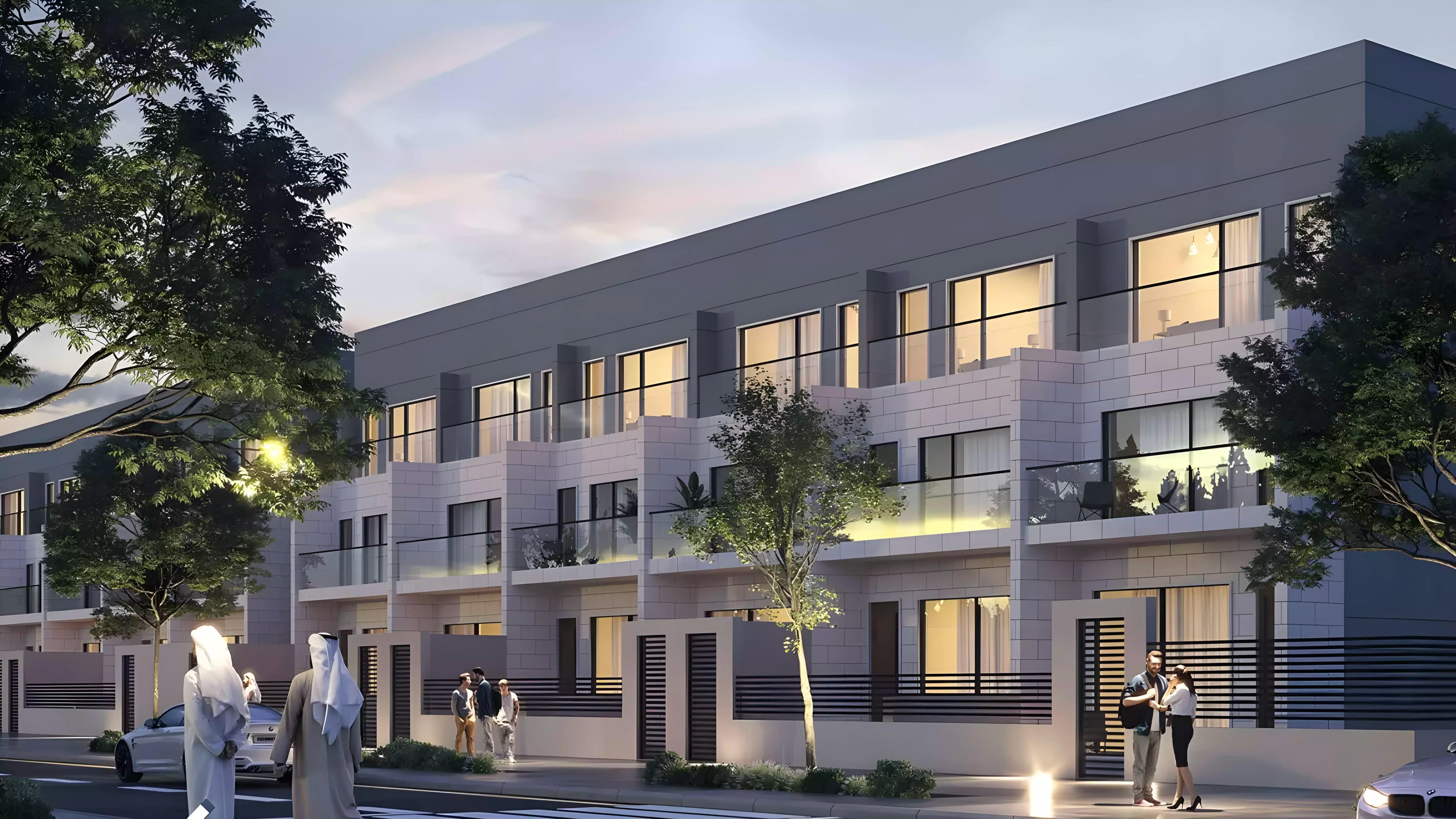 Westar Azure townhouse exterior facade, District 12, Jumeirah Village Circle, Dubai