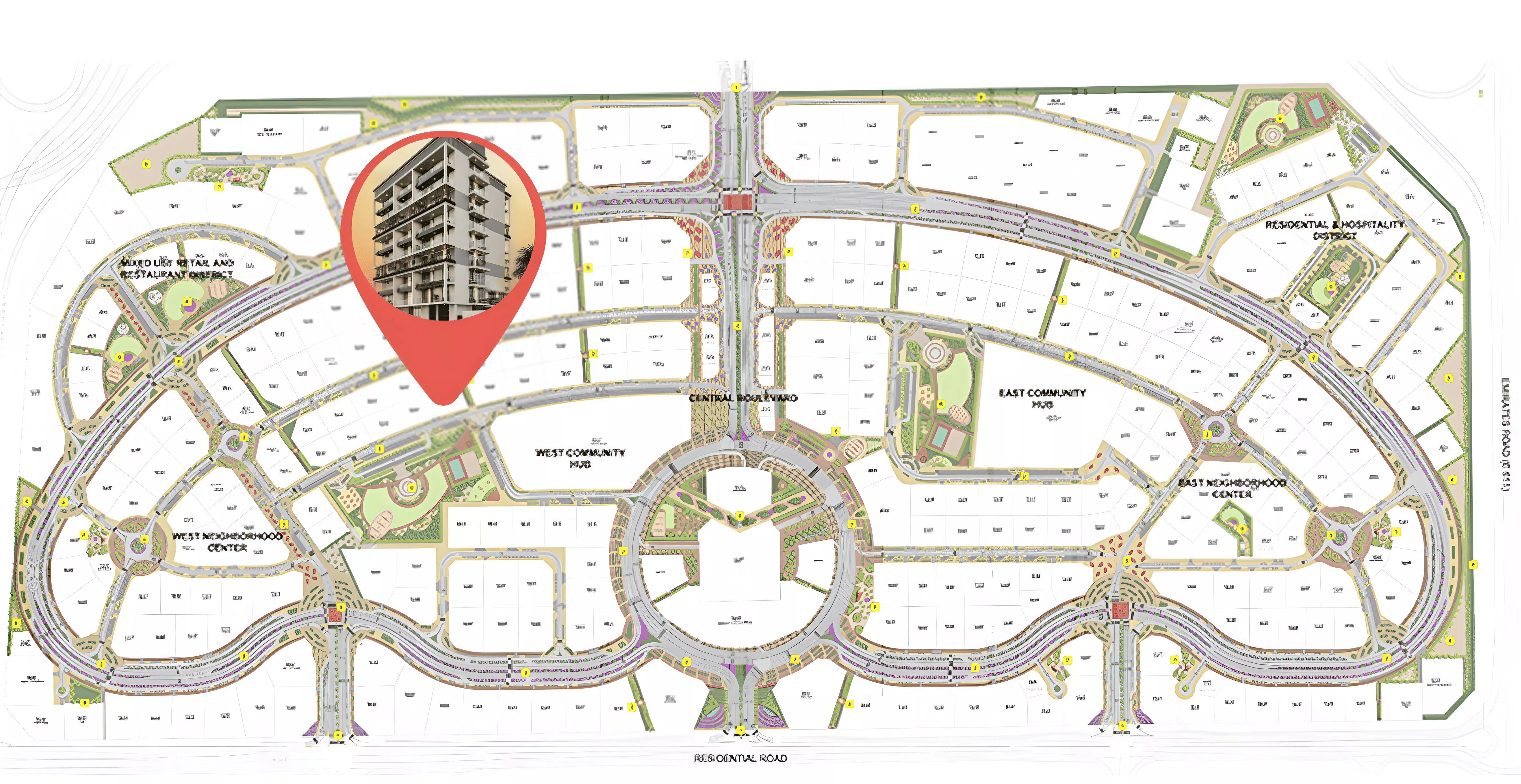 Arib Collection master plan layout, Dubai Land Residence Complex, Dubai
