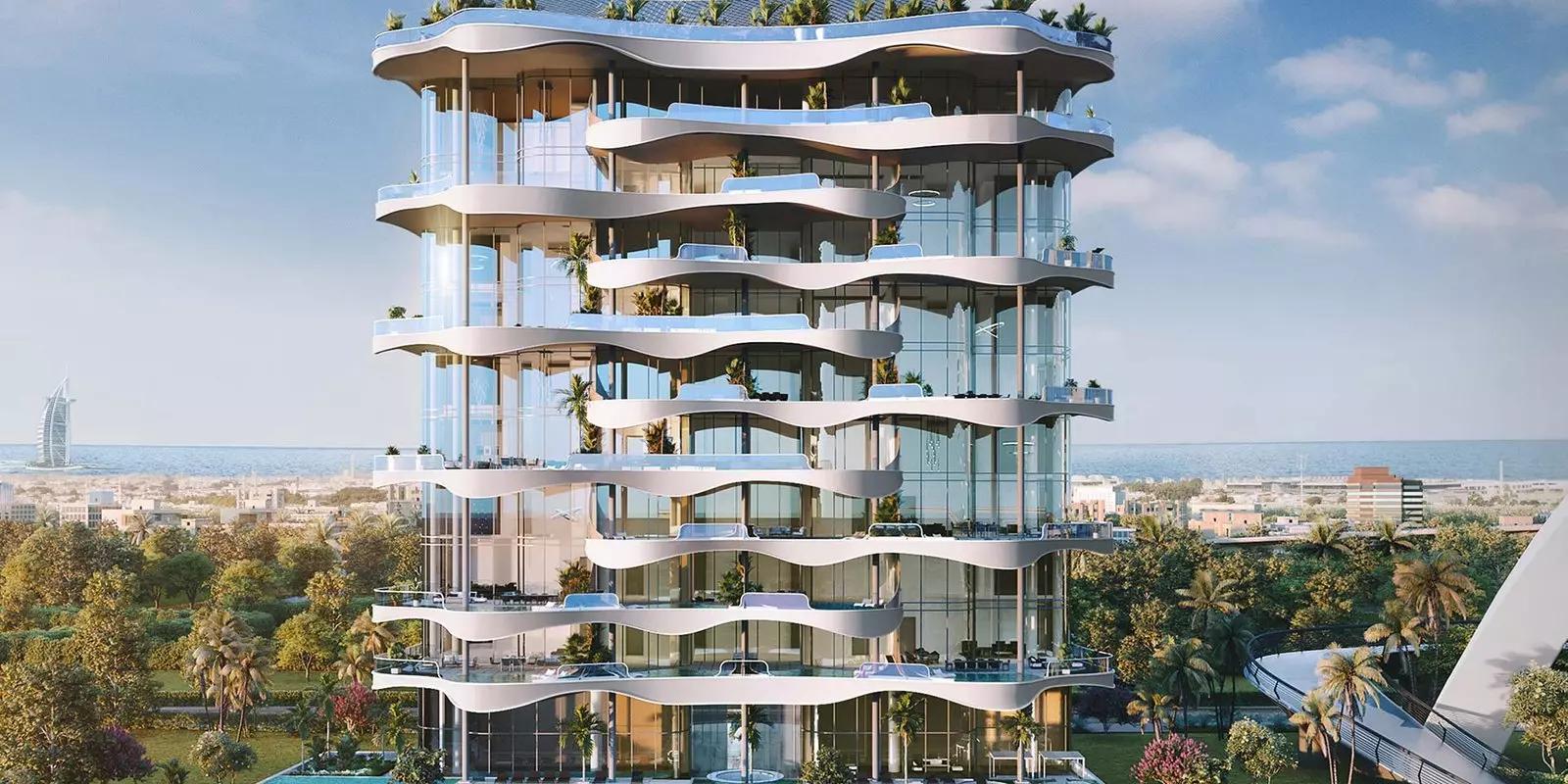 One Canal penthouse tower exterior view in Al Wasl, Dubai