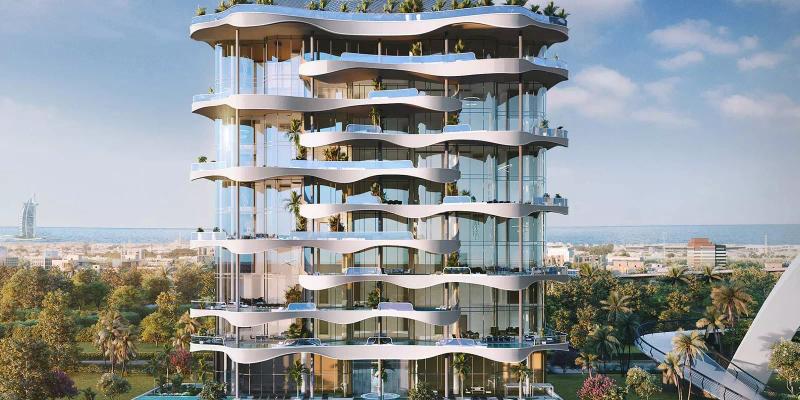One Canal penthouse tower exterior view in Al Wasl, Dubai