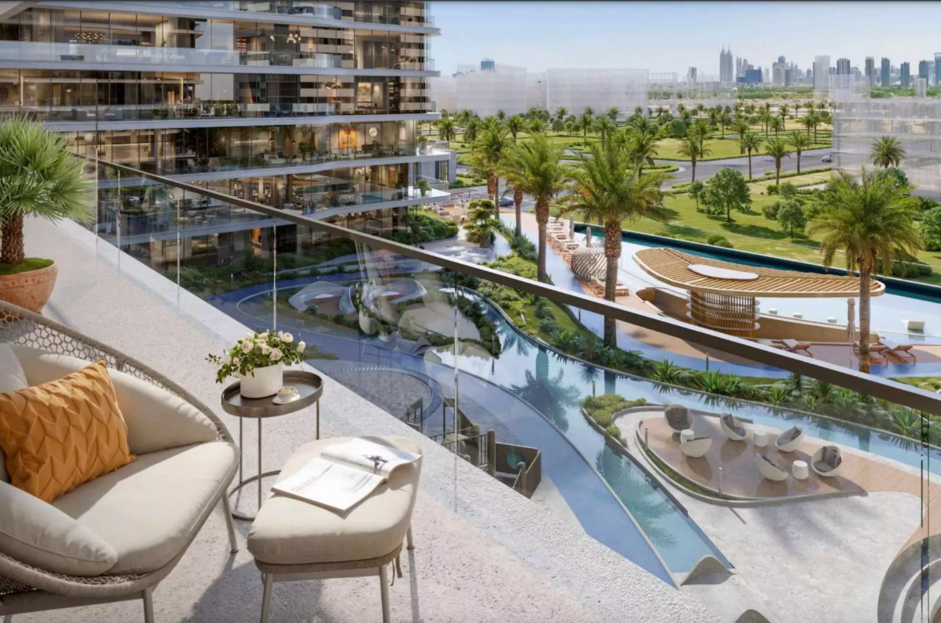 Verano By Prescott building elevation and landscaping, Dubai Studio City