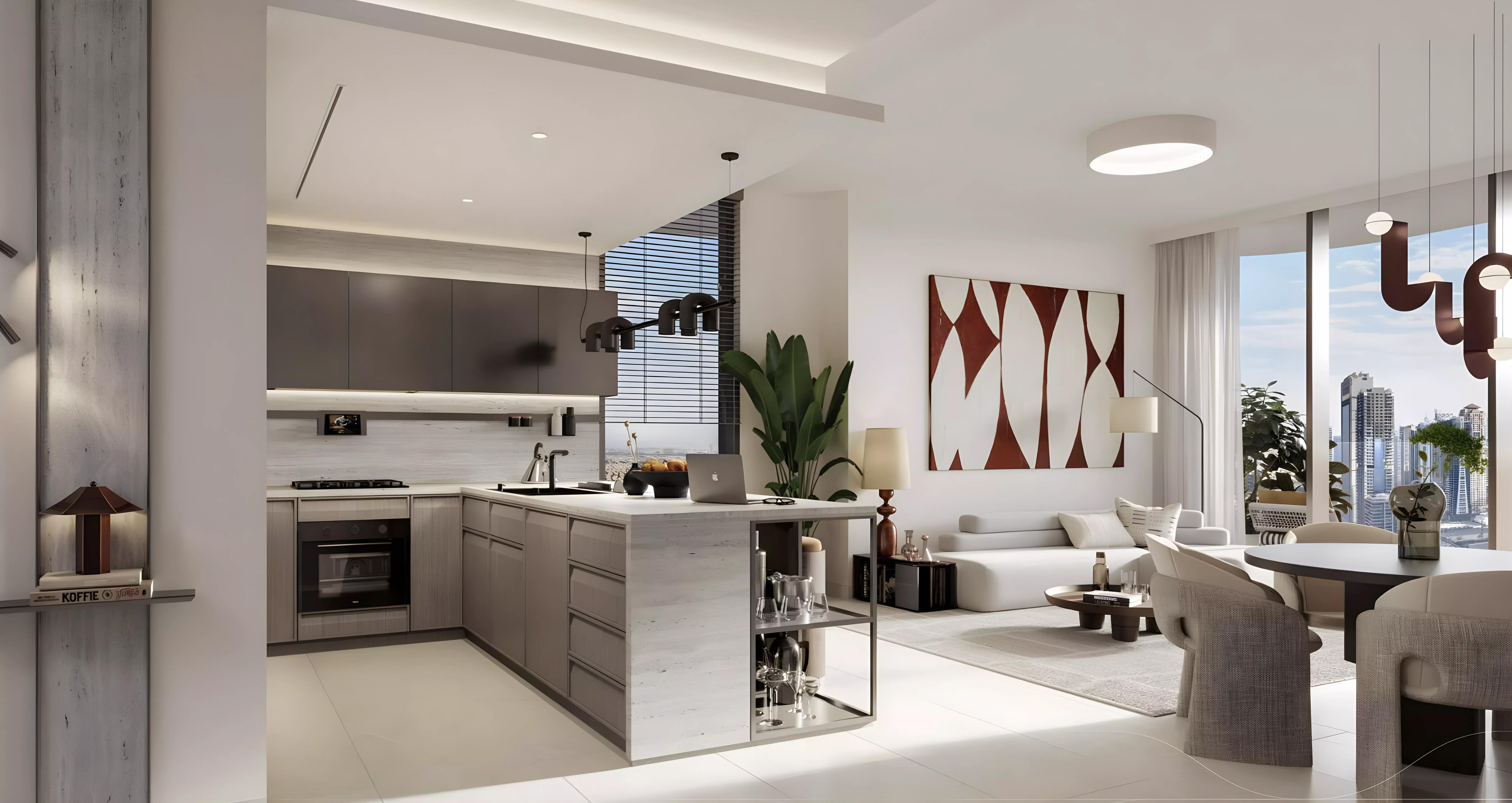 Eltiera Views 2 kitchen and dining area interior, Dubai