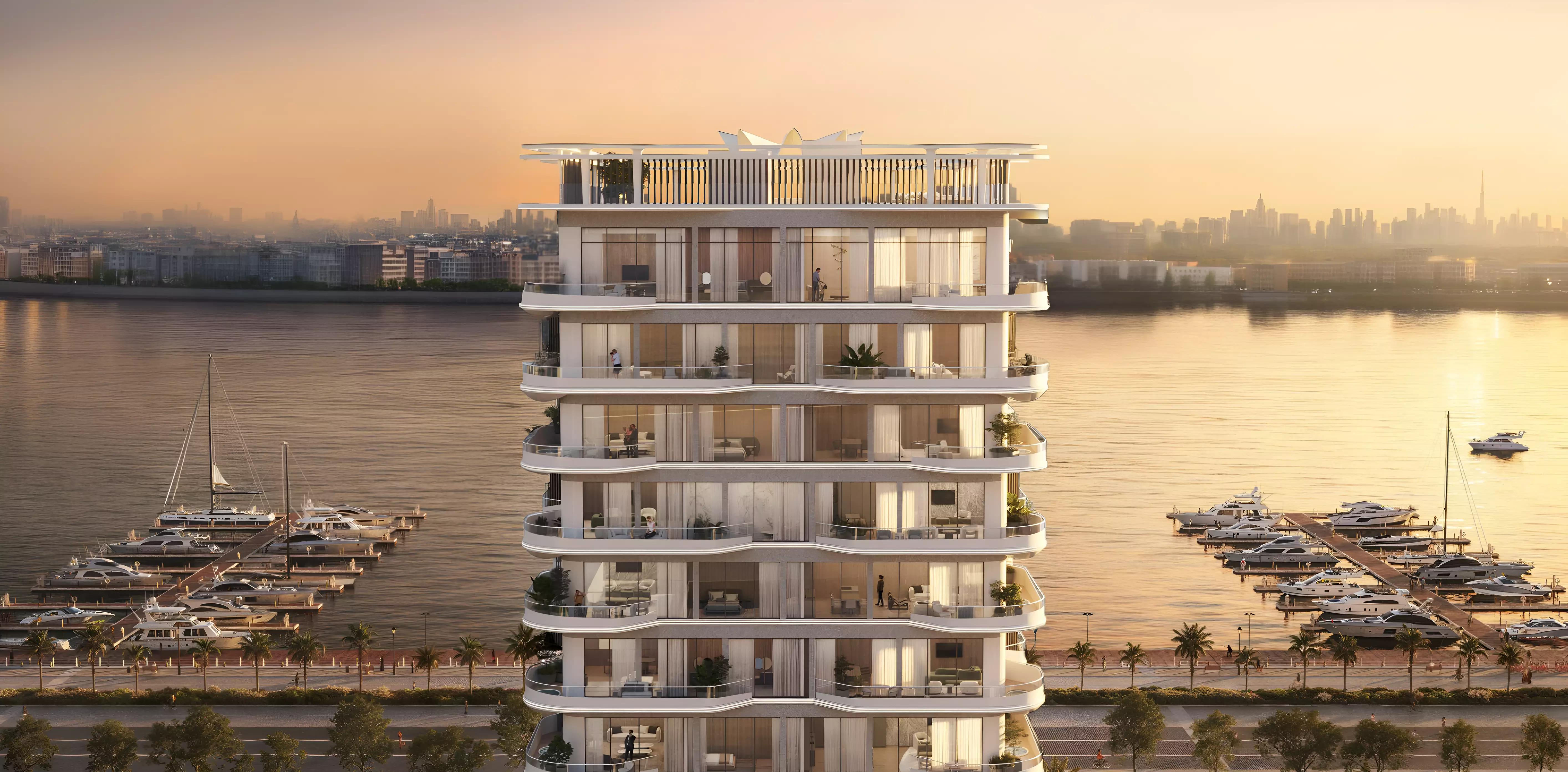 Arya Residences exterior tower view, Dubai Islands