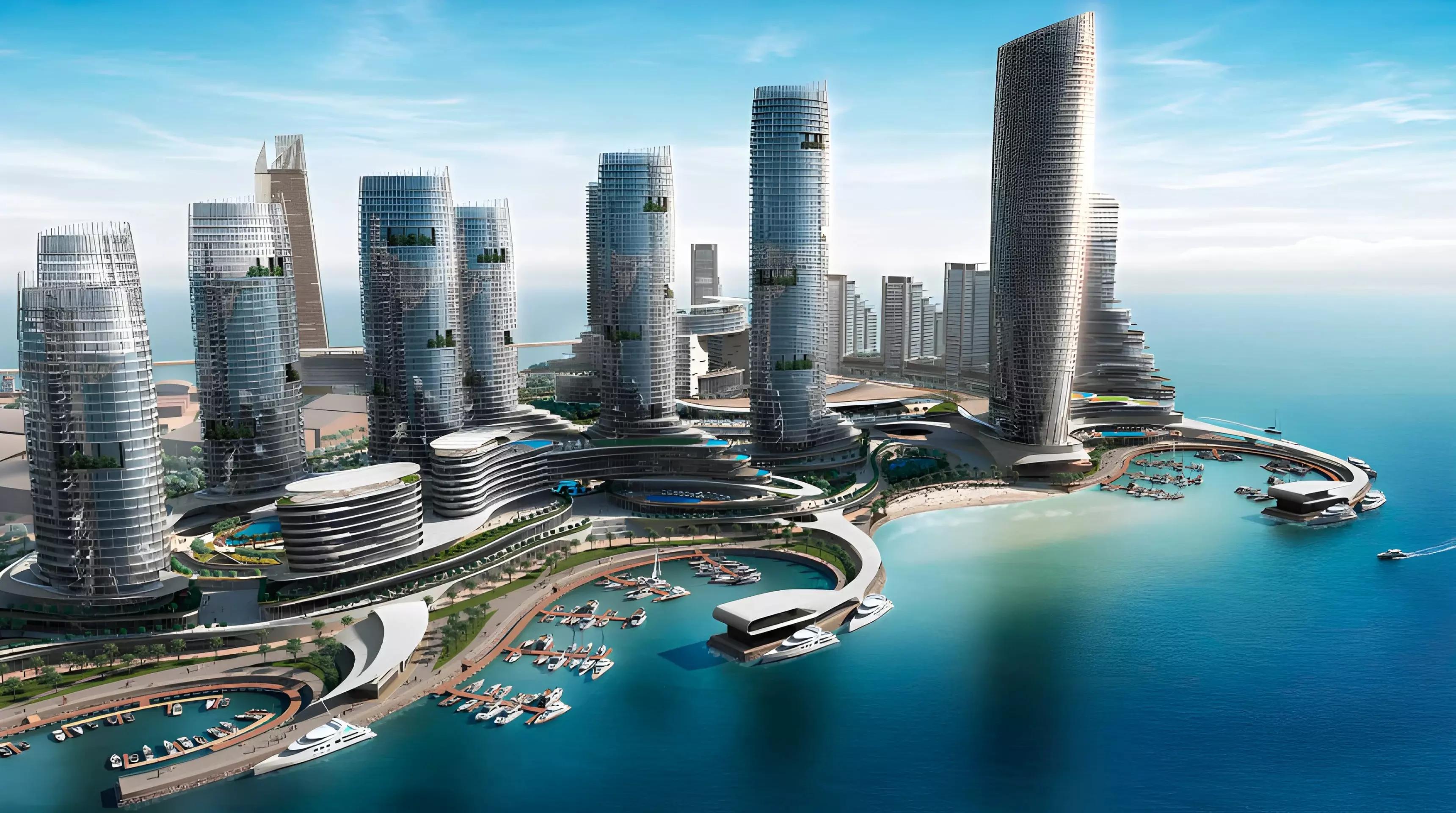 The Forest District residential tower exterior at Dubai Maritime City, Beyond development