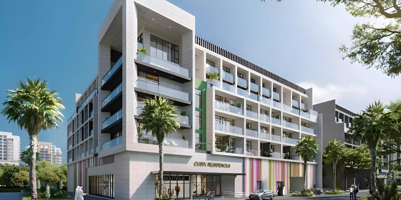 Cubix Residences exterior facade view, Jumeirah Village Circle, Dubai