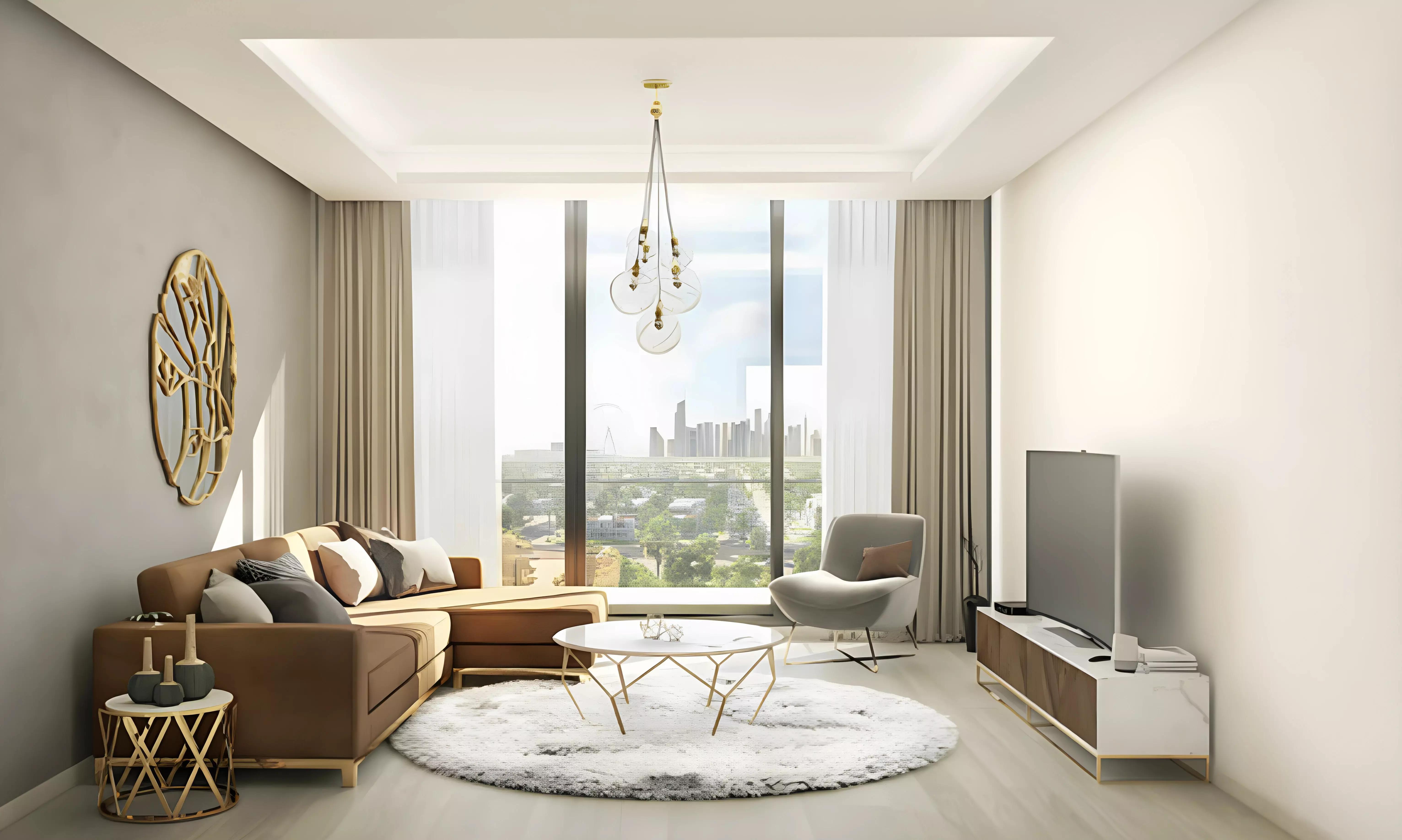Azizi Amir apartment interior living space, Al Furjan, Dubai