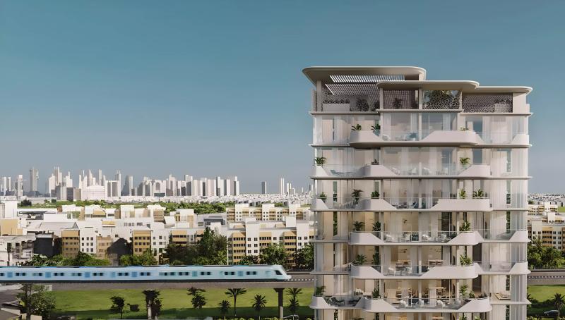 Evora Residences exterior facade view, Al Furjan, Dubai