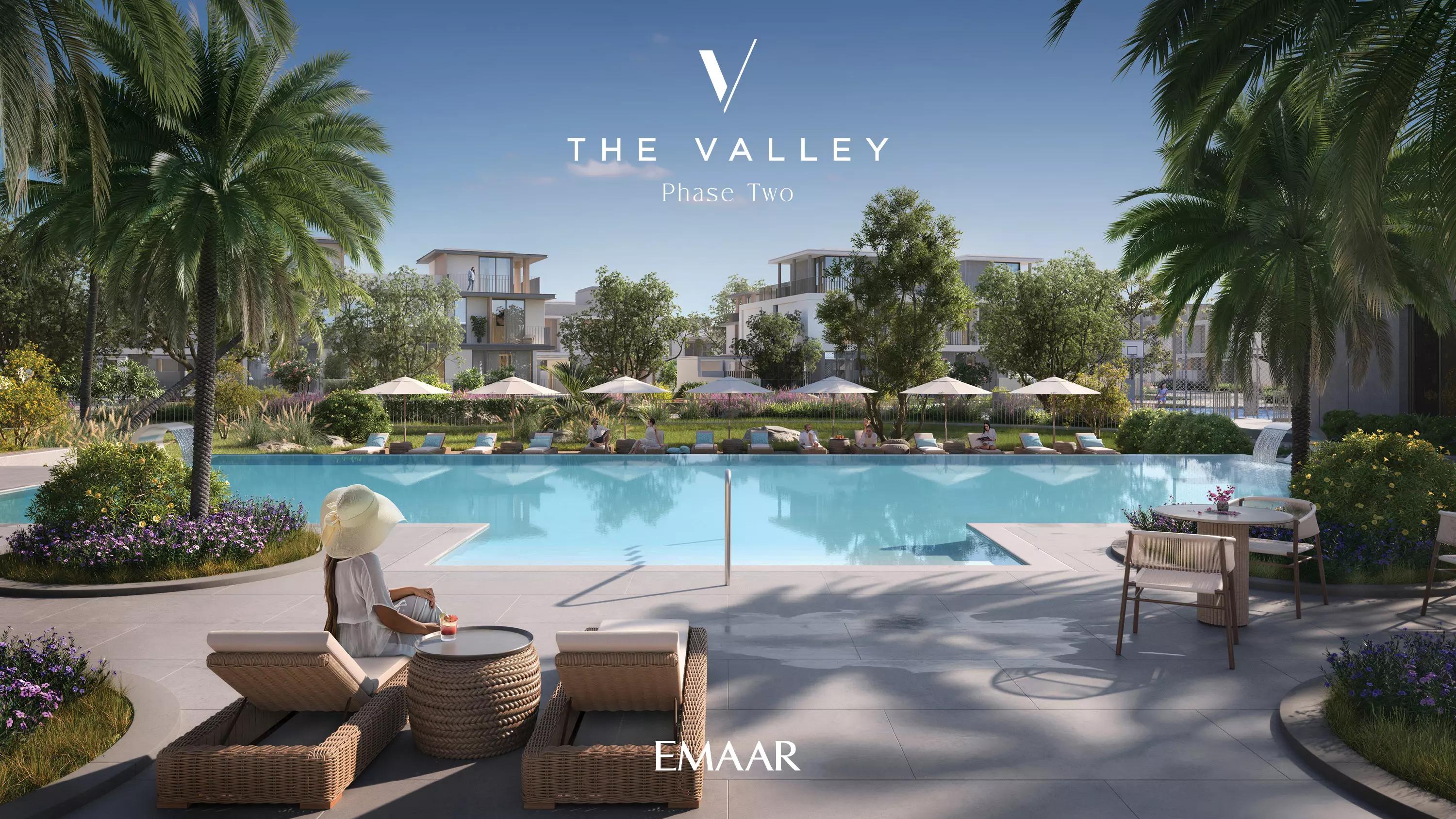 Avena villa community landscaped grounds at The Valley, Dubai