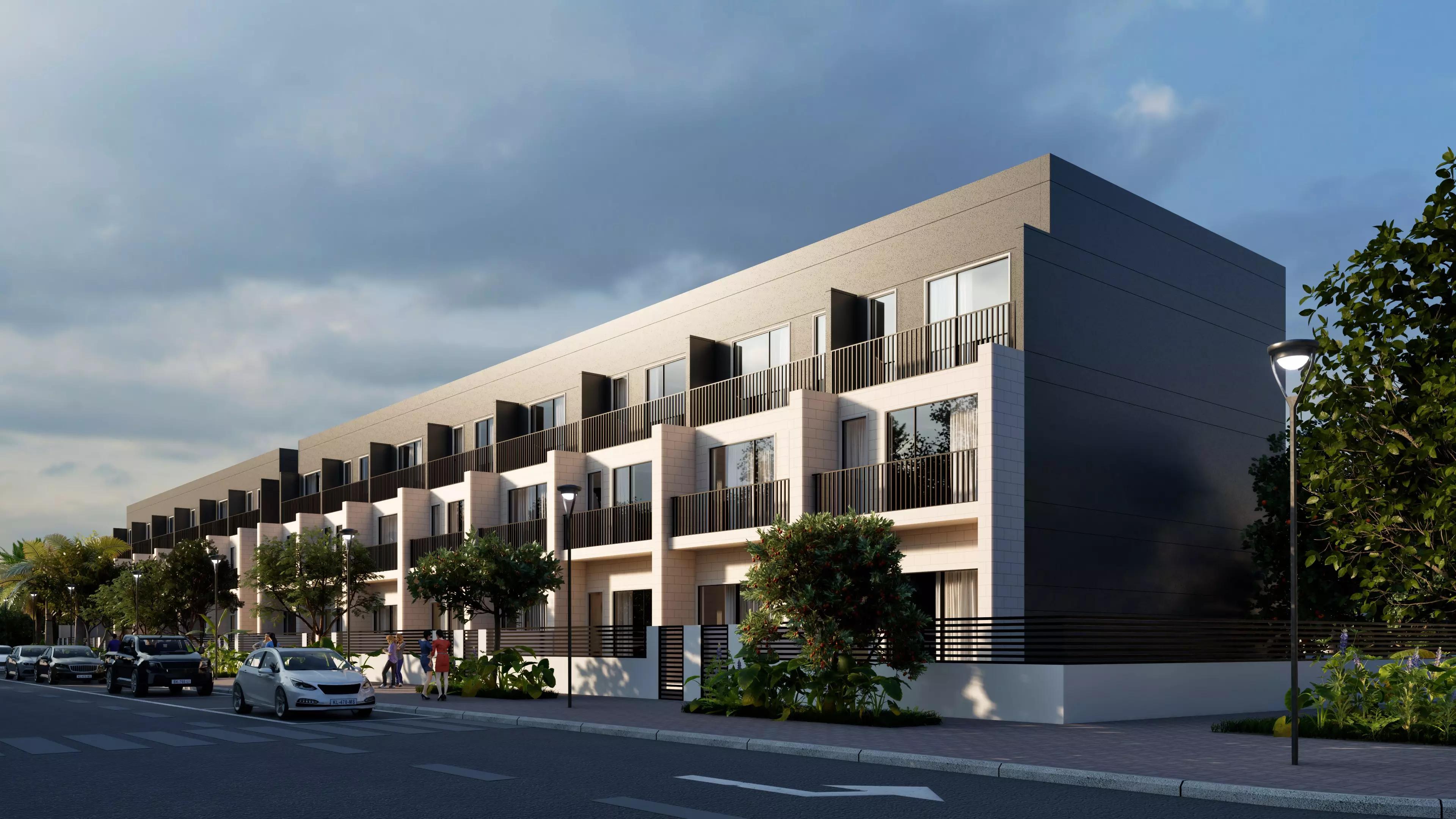 Westar Celeste villa exterior with landscaped front garden, JVC, Dubai