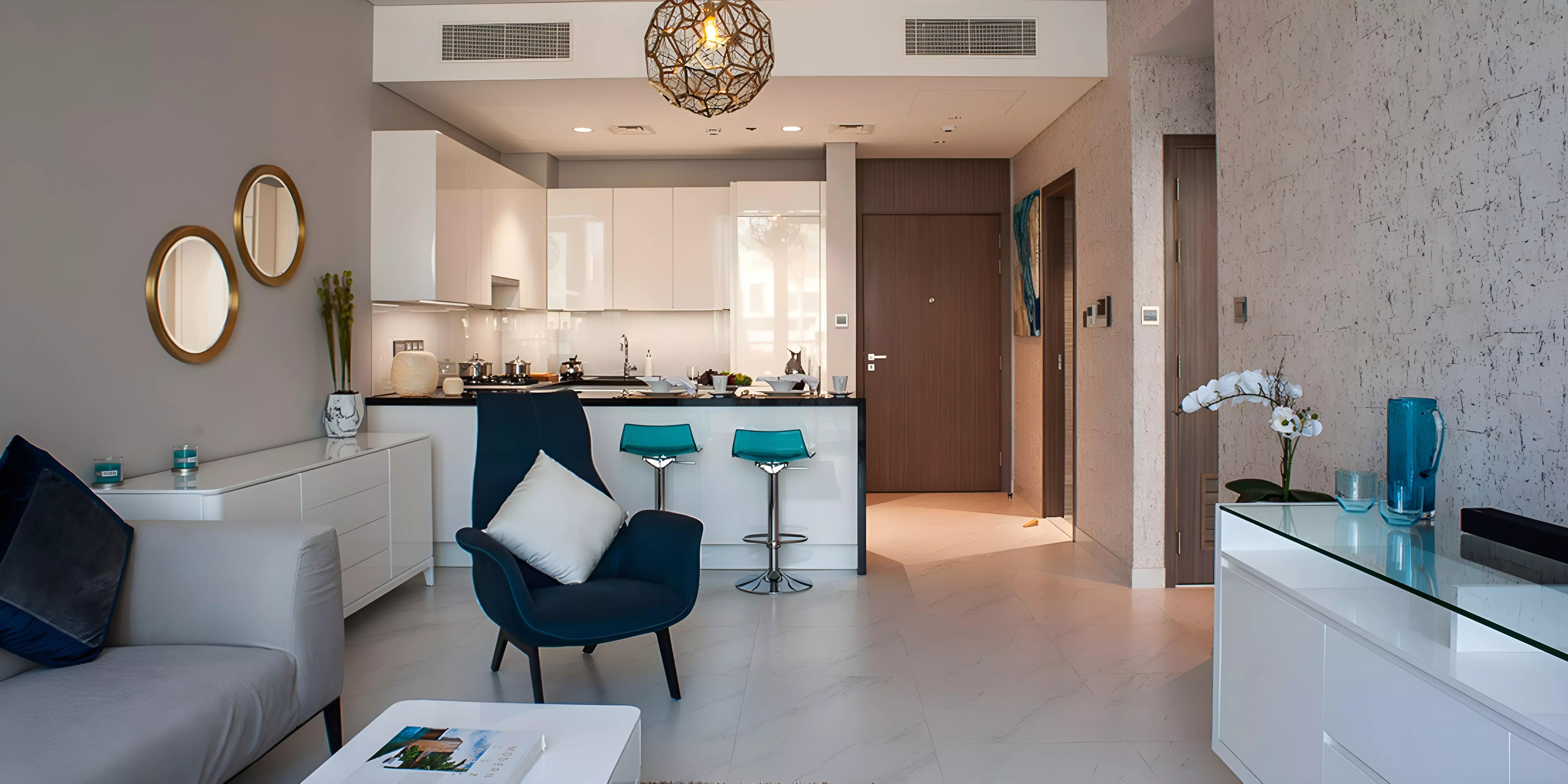Balcony view over water at The Residences at District One
