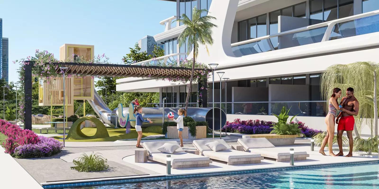 Samana California Phase 2 landscaped courtyard, Al Furjan, Dubai