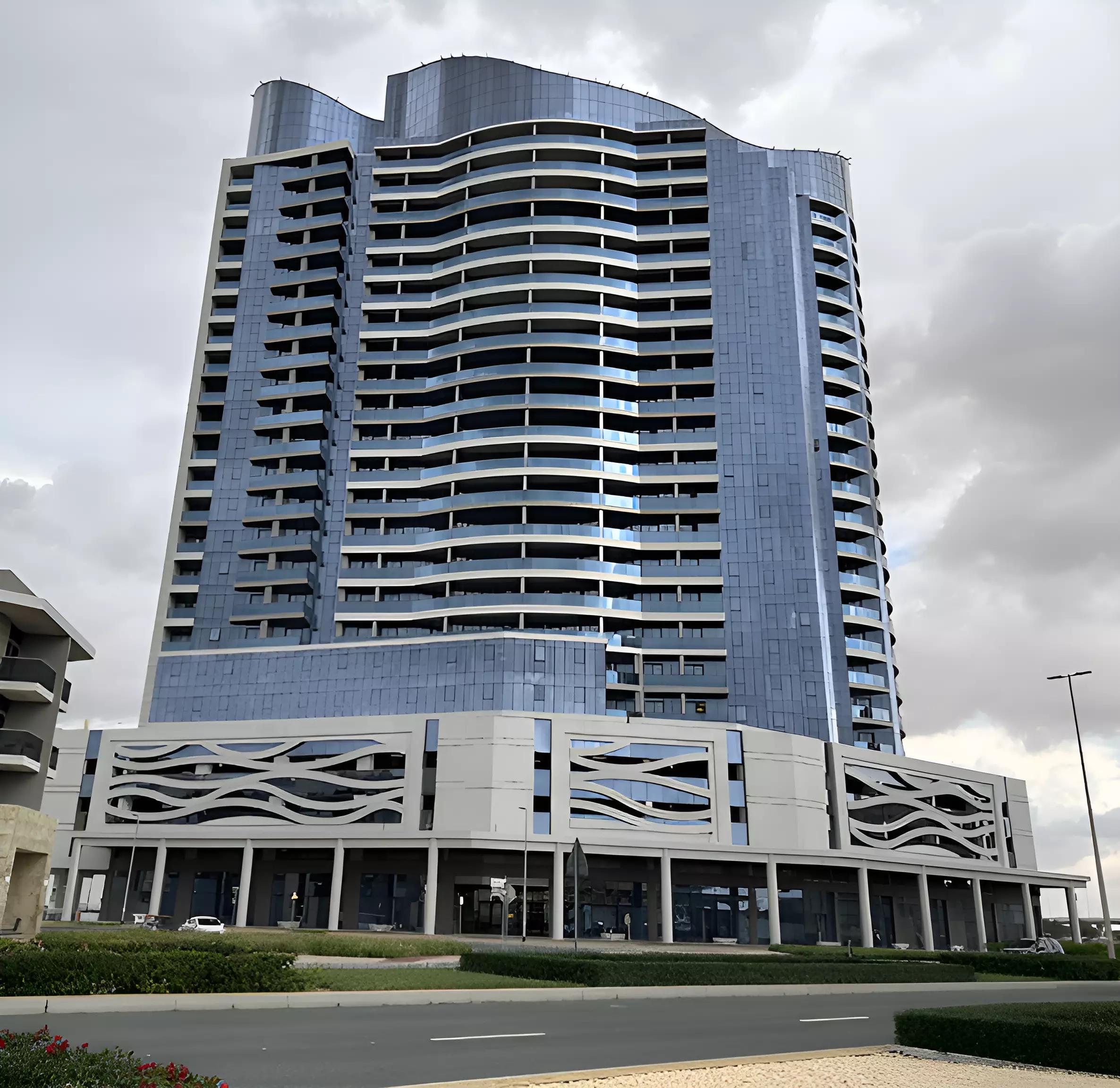 Blue Waves Tower building entrance and lobby view, DLRC, Dubai