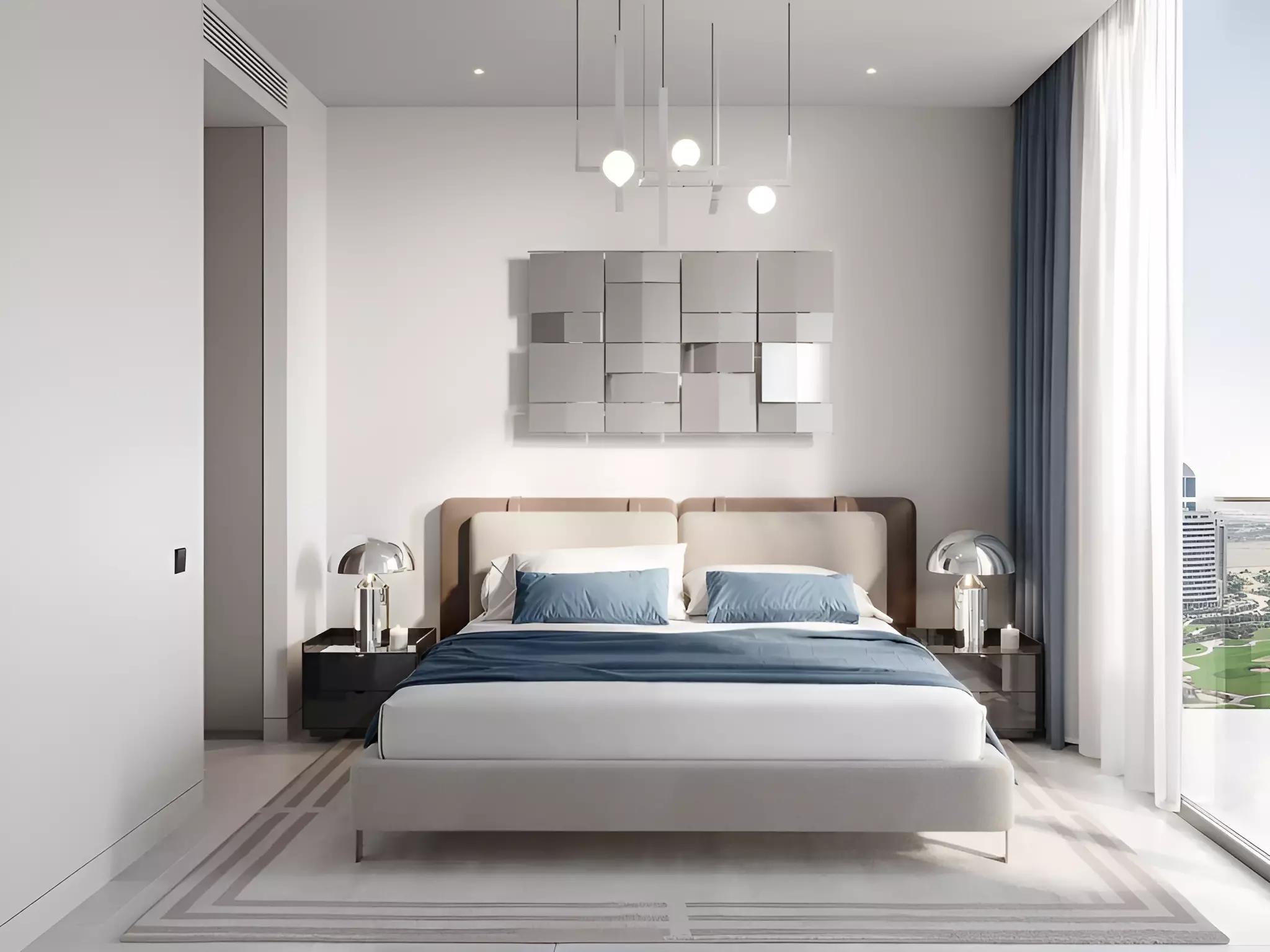 Tetris Tower apartment interior living space, JVC, Dubai