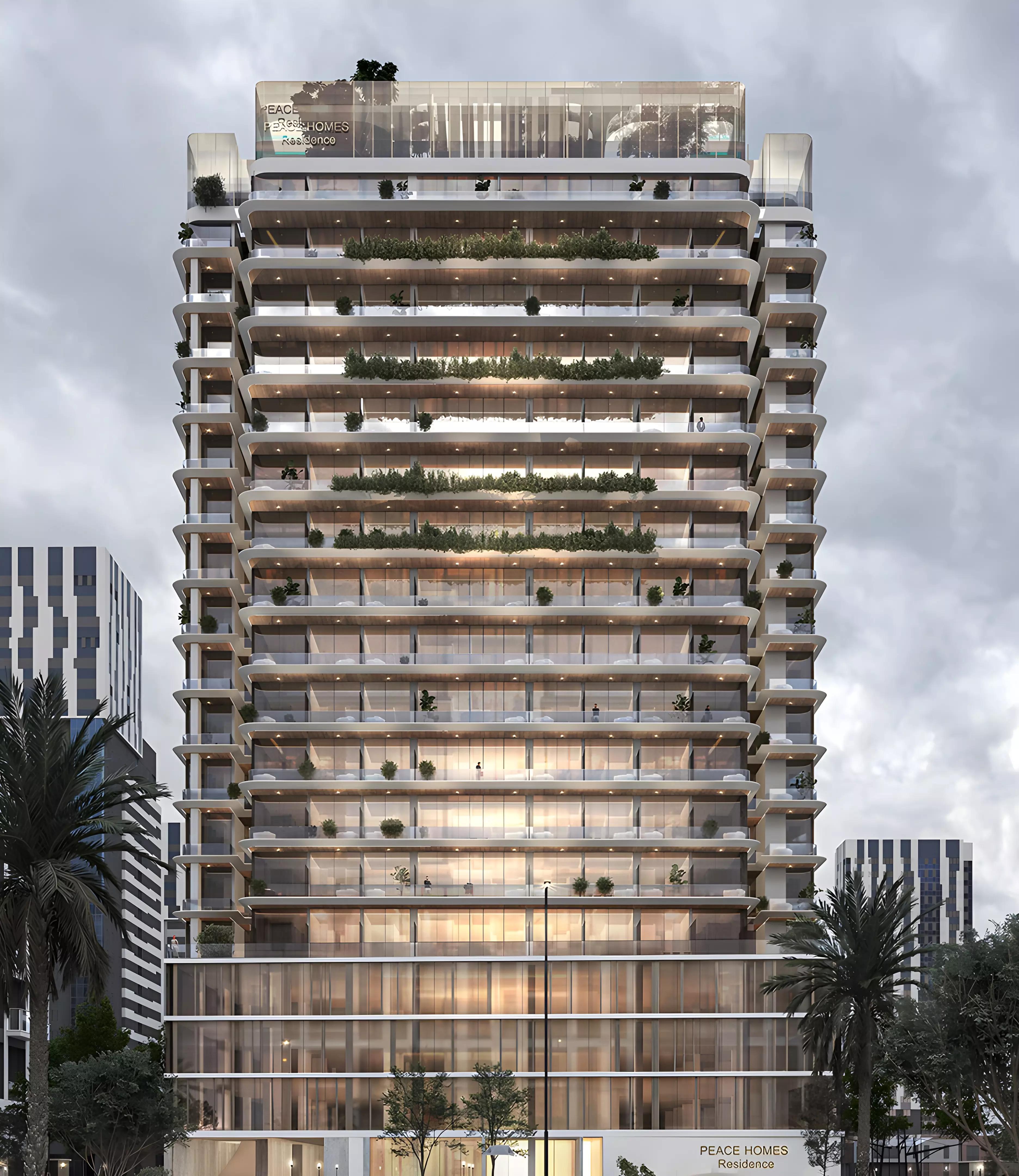 Peace Avenue amenity area view, Downtown Jebel Ali, Dubai