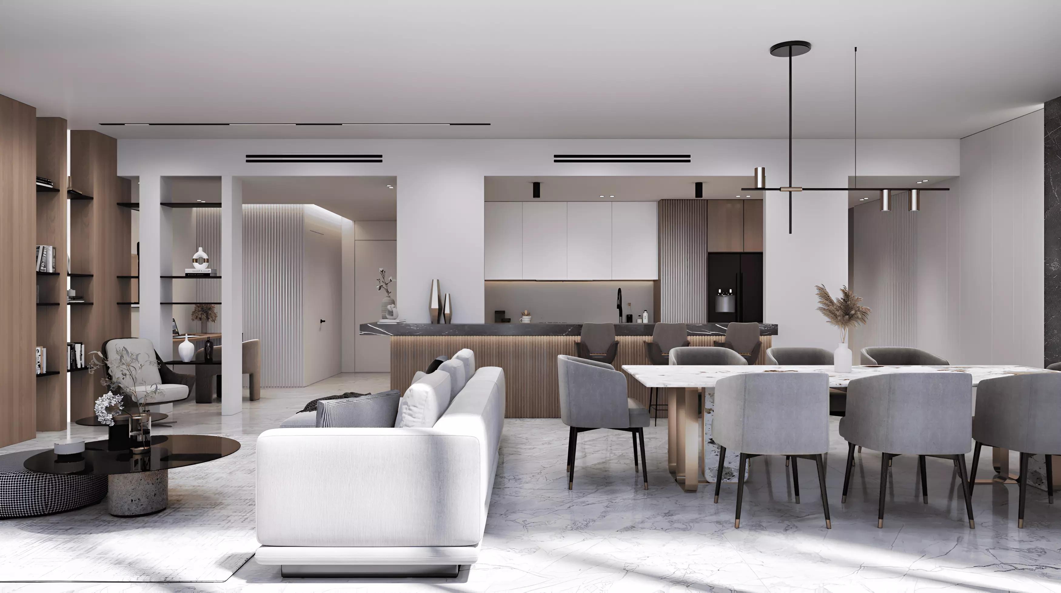 Hatimi Residences amenity deck and pool area, Dubai Islands
