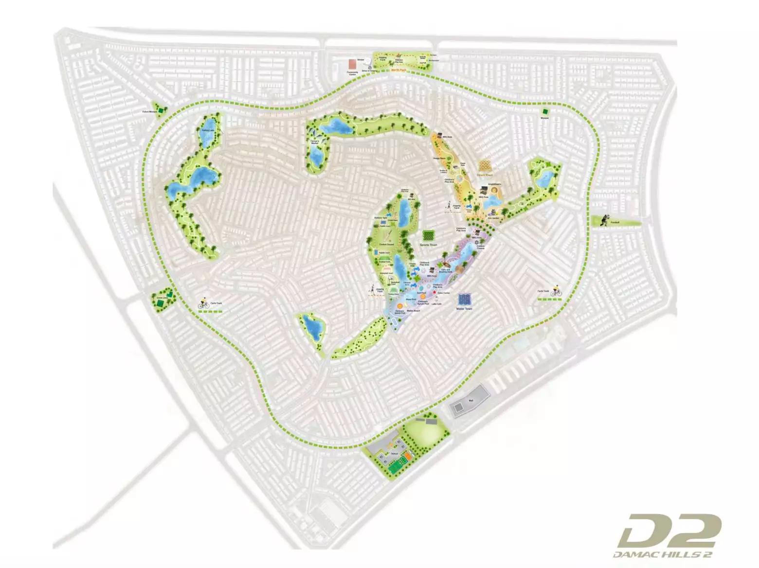 Master plan layout of The Farmhouses at Damac Hills