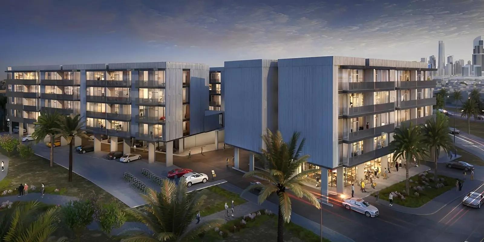 Q Gardens Lofts building exterior facade, Jumeirah Village Circle, Dubai