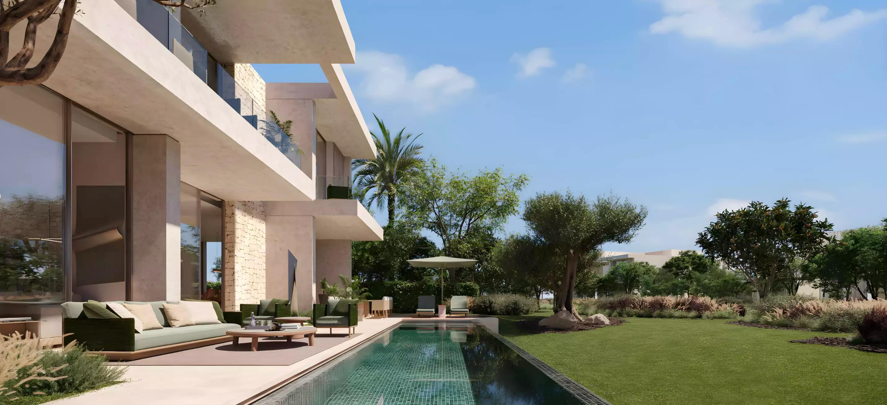 The Acres Estates villa interior living space, Dubai Land, Dubai