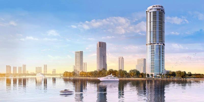 Damac Harbour Lights tower exterior view, Dubai Maritime City