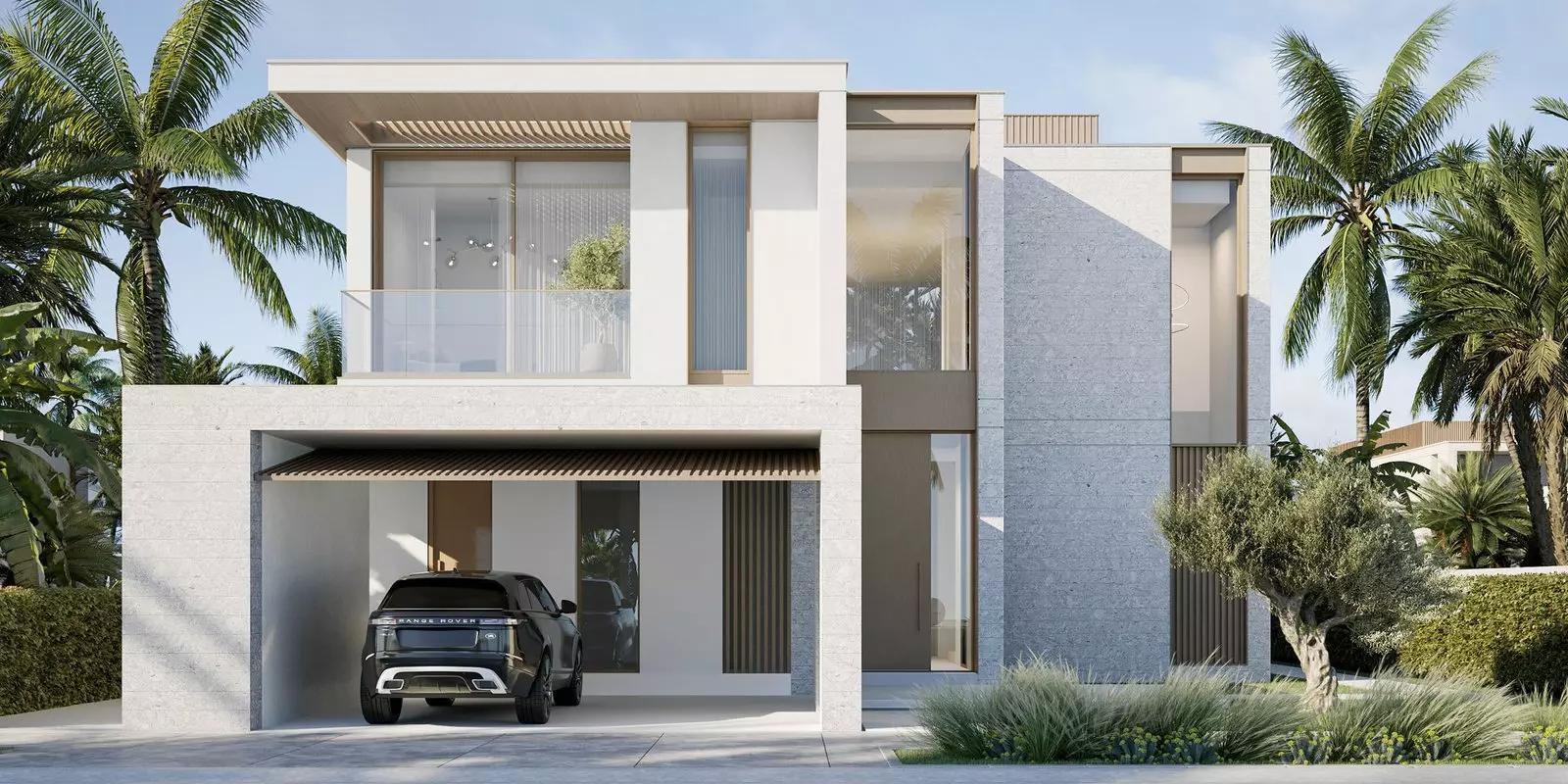 Bay Villas villa facade and landscaping, Dubai Islands