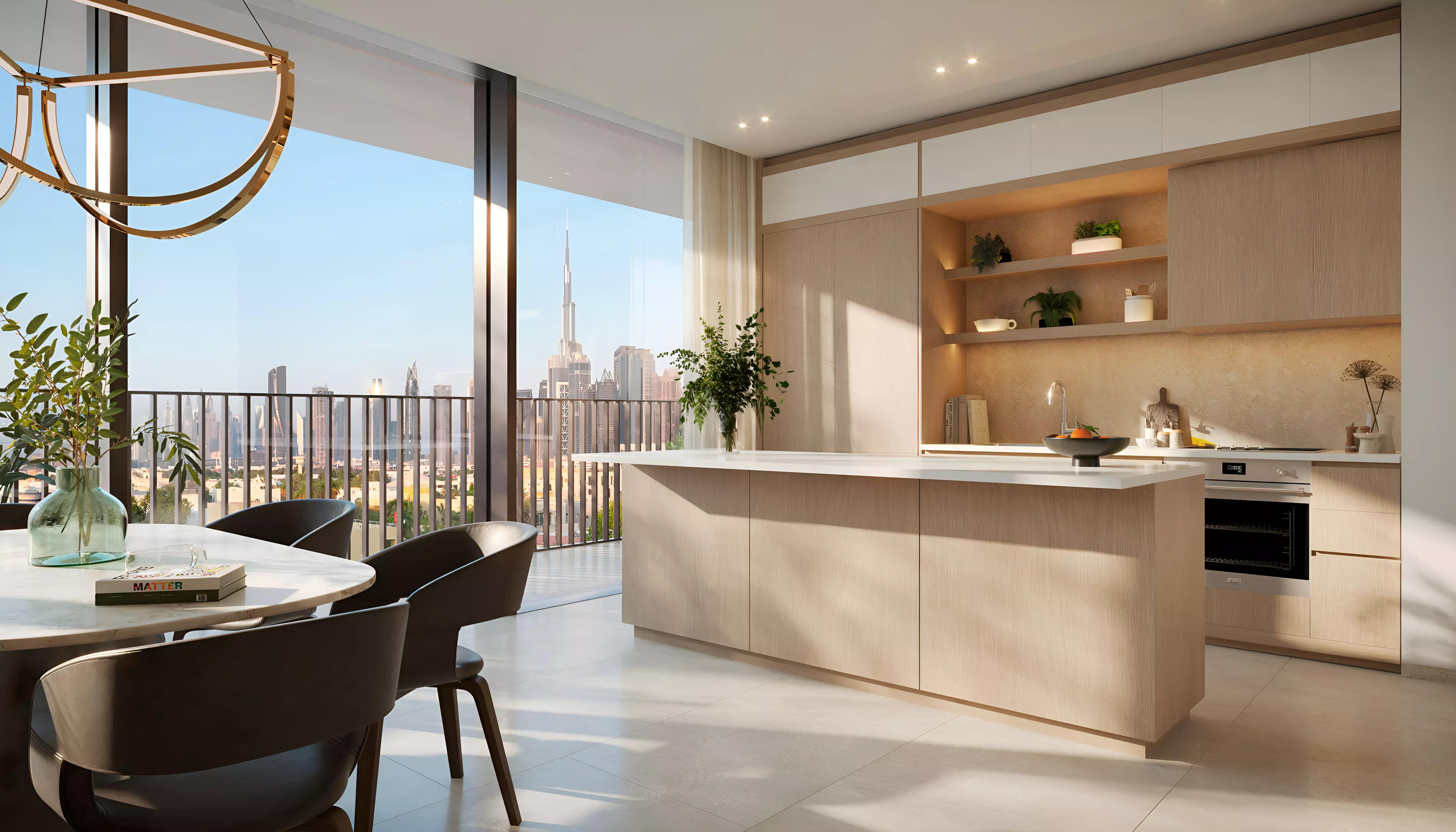 Eden House The Park infinity pool deck with loungers, Al Wasl, Dubai
