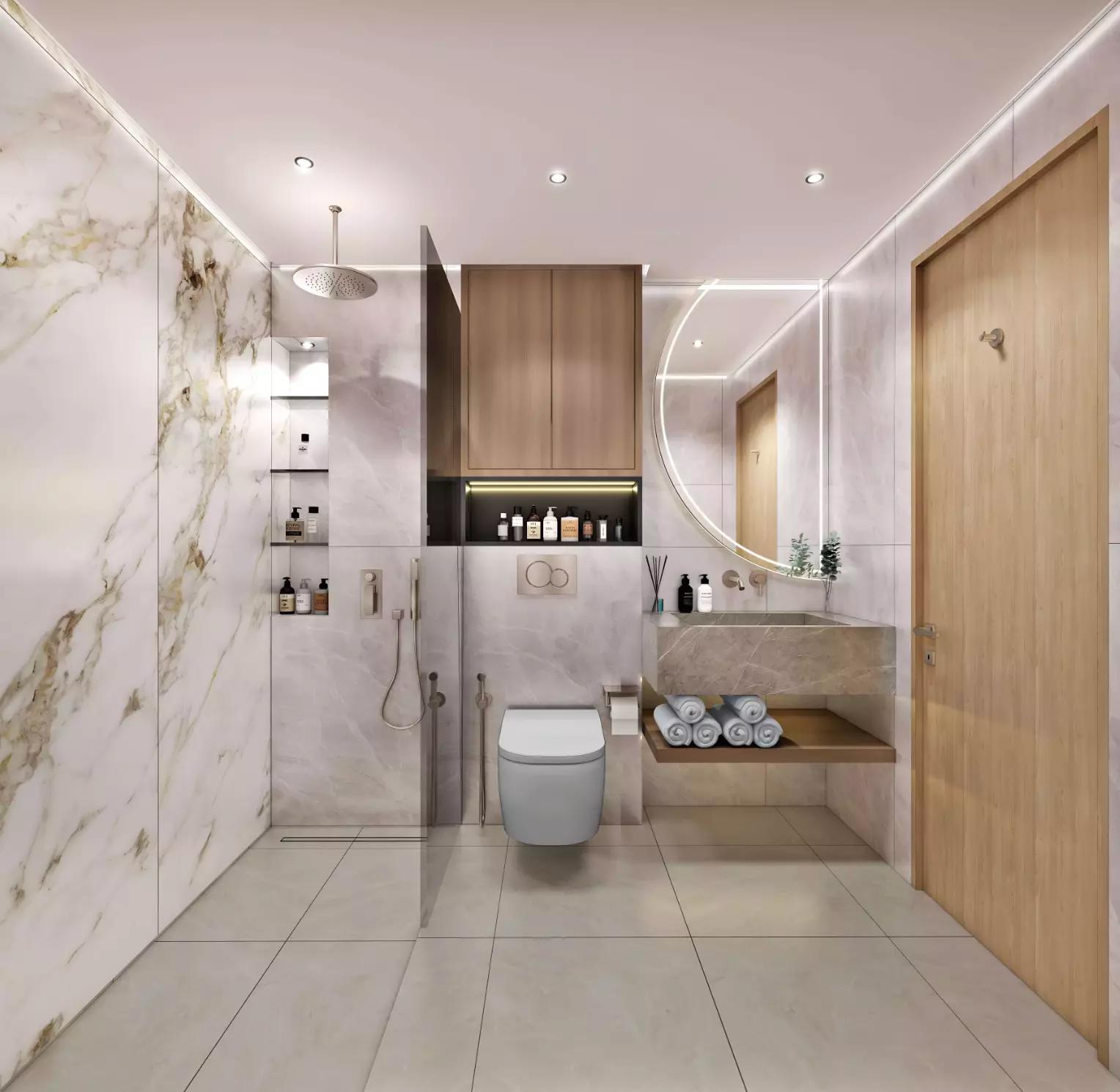 Xenia Residences landscaped gardens and walkway, Jumeirah Village Circle