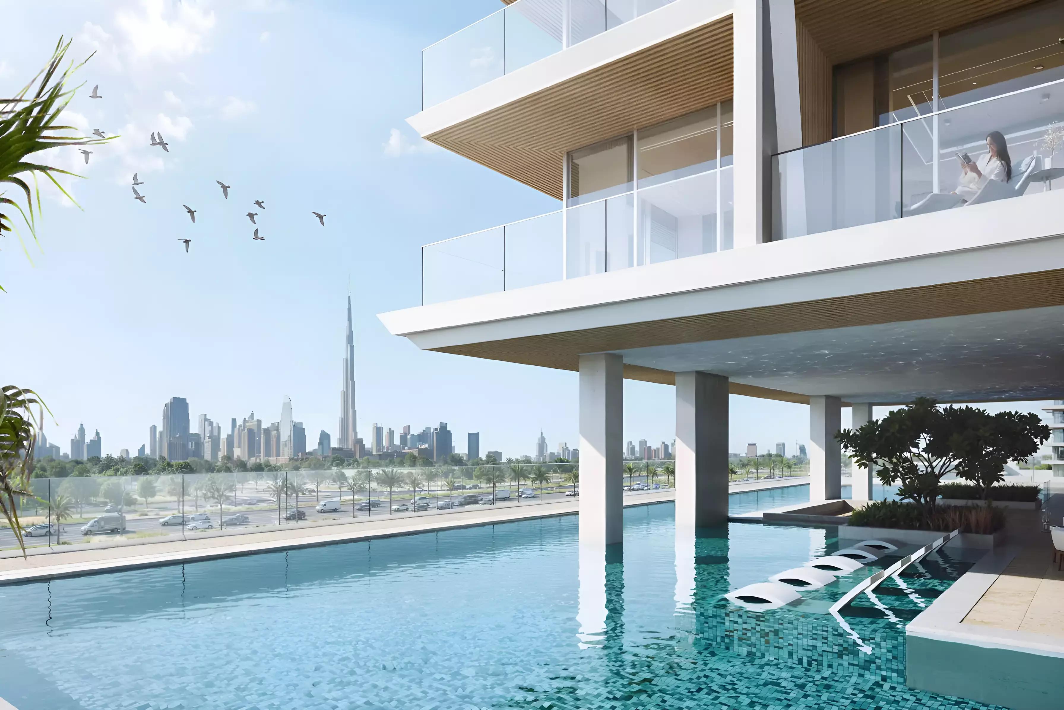 Landscaped gardens at Binghatti Ivory, Dubai