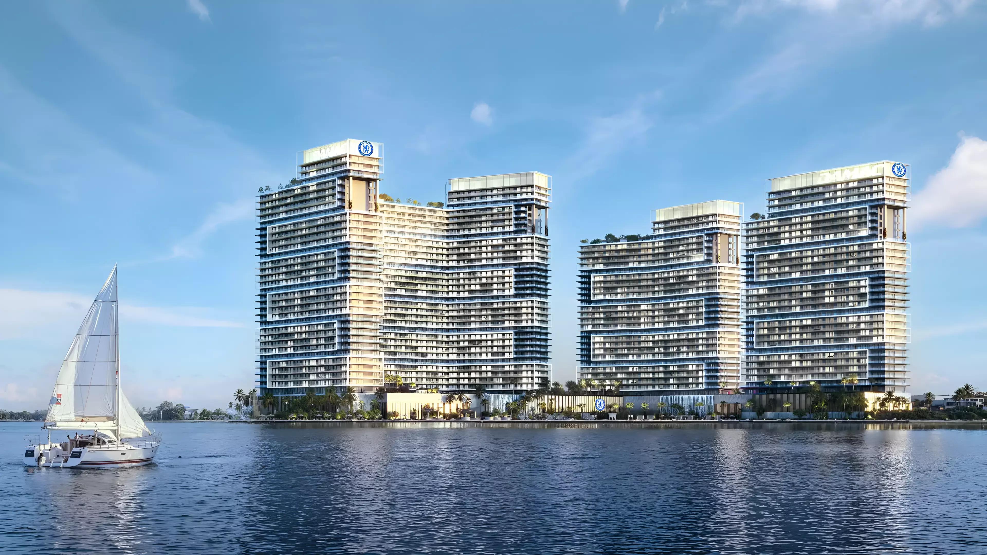 Chelsea Residences waterfront view, Dubai Maritime City