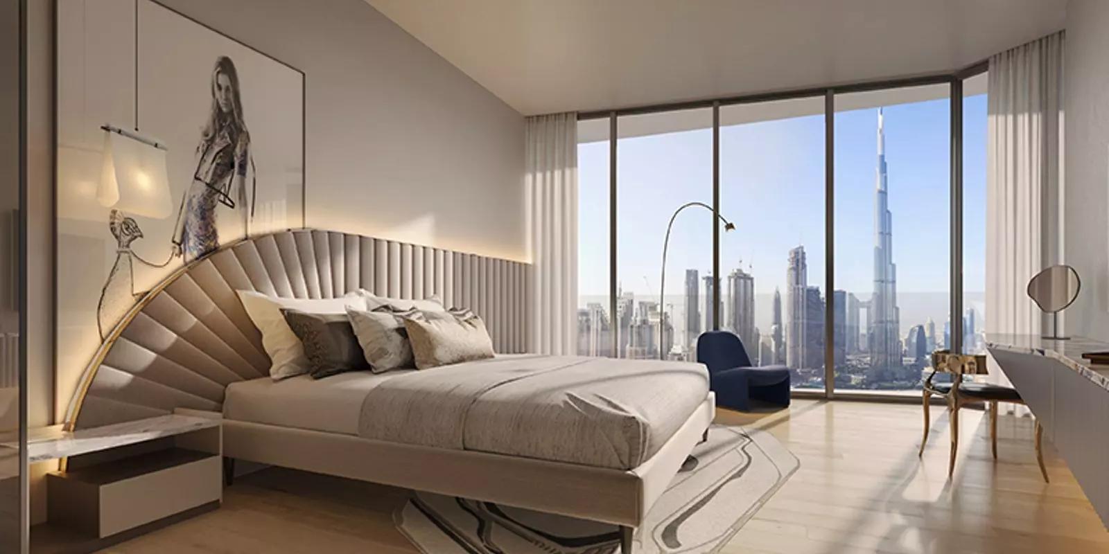 W Residences Dubai balcony view of Downtown Dubai landmarks