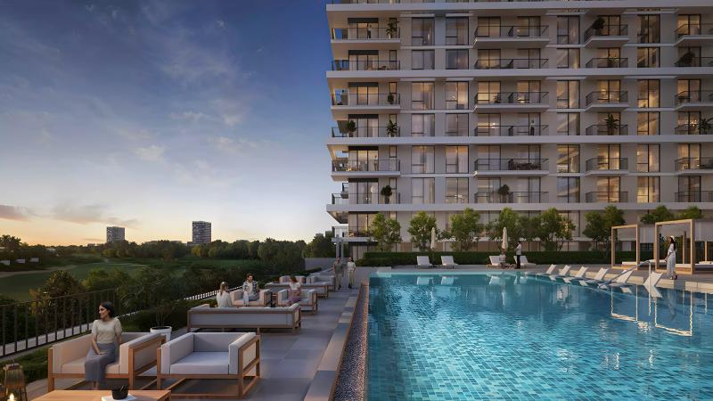 Golf Meadow exterior architecture render at Emaar South, Dubai South