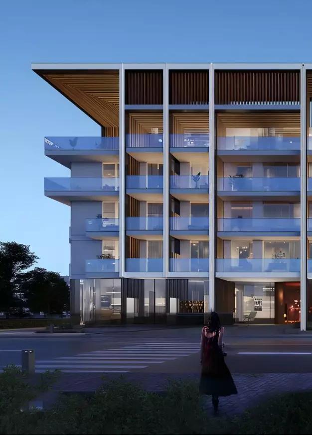Binghatti Dusk building elevation with balconies, JVC District 16