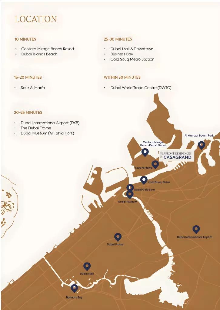 Casagrand Seafront Residences master plan layout, Dubai Islands