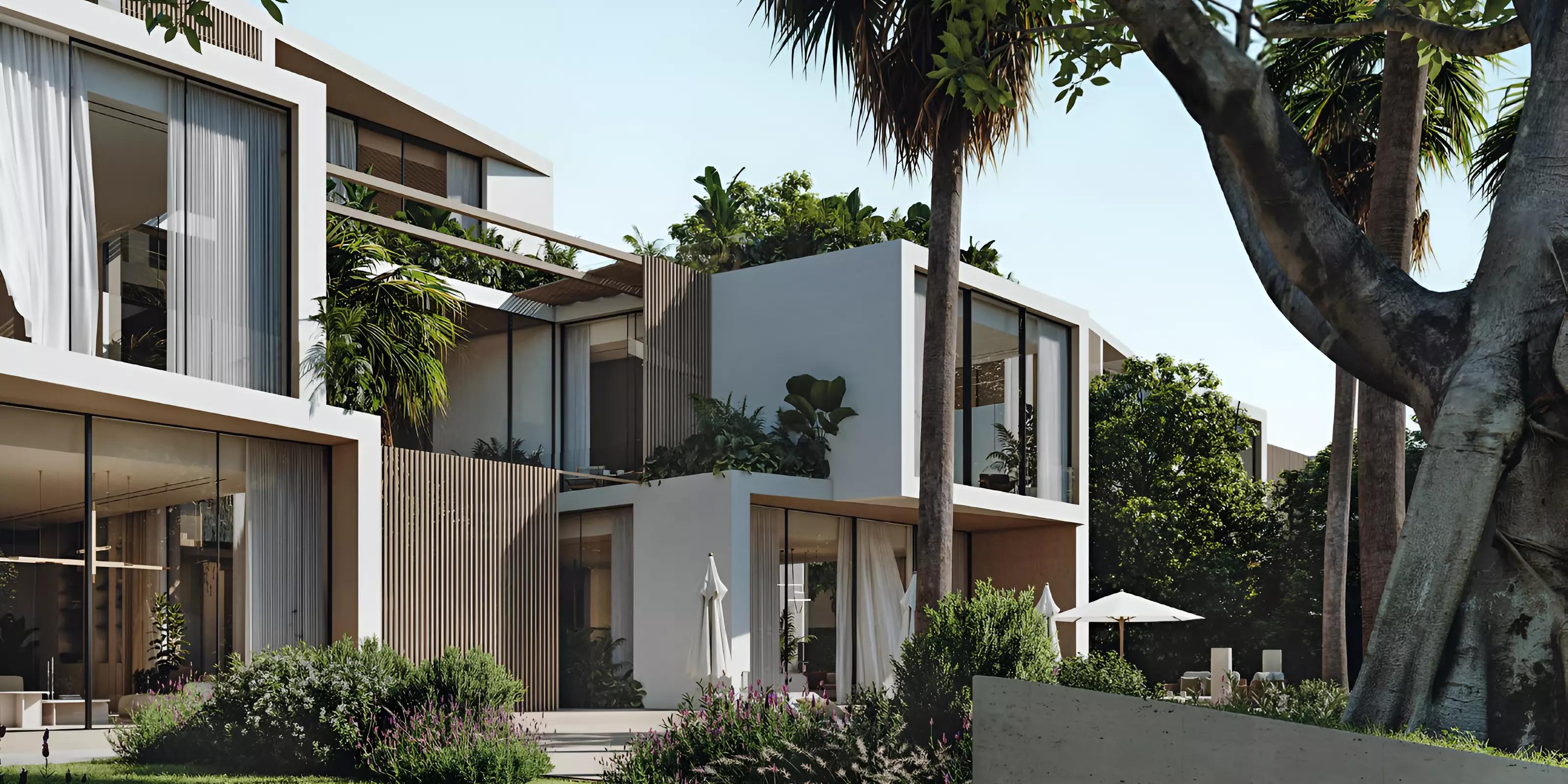 Altissima villa facade and driveway view, Al Barari, Dubai