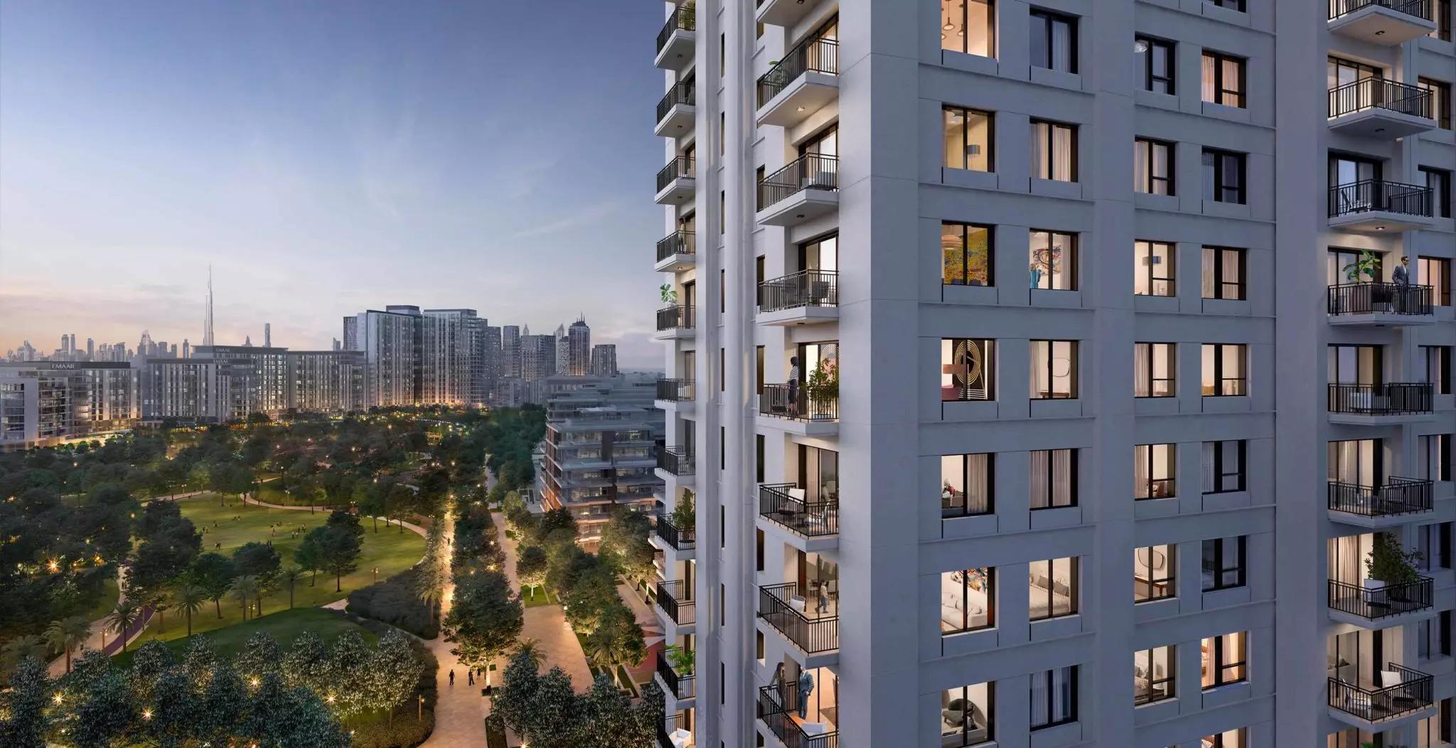 Park Field ground-floor retail and restaurant frontage, Dubai Hills Estate