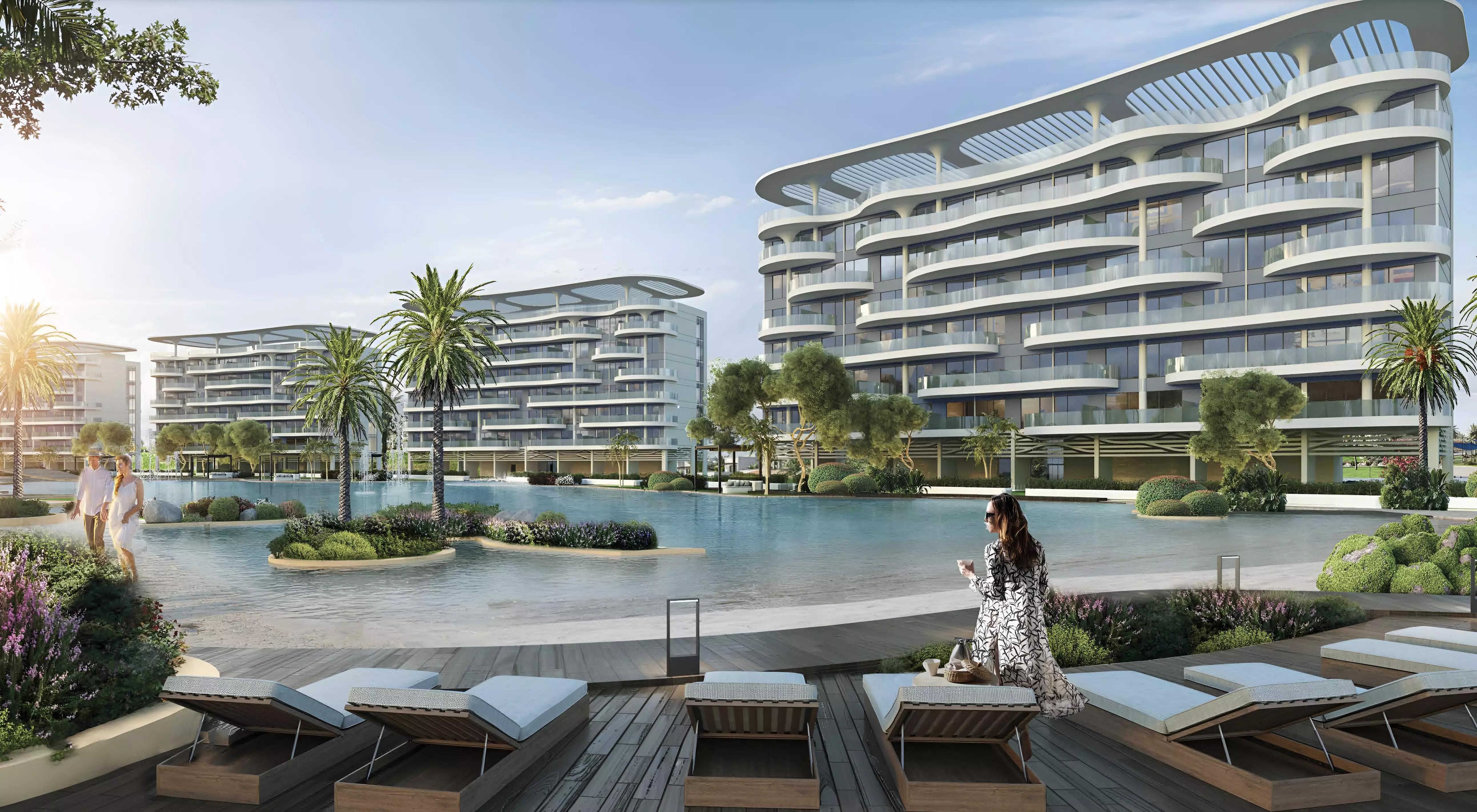 Lagoon Views Phase 7 apartment building exterior at DAMAC Lagoons, Dubai