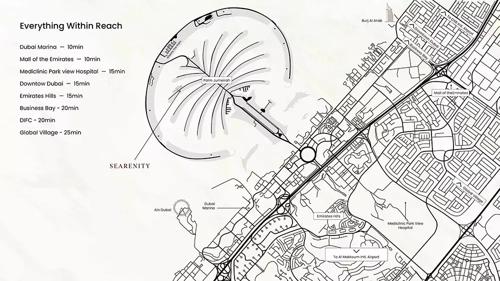 SeaRenity K70 villa master plan location on Palm Jumeirah, Dubai