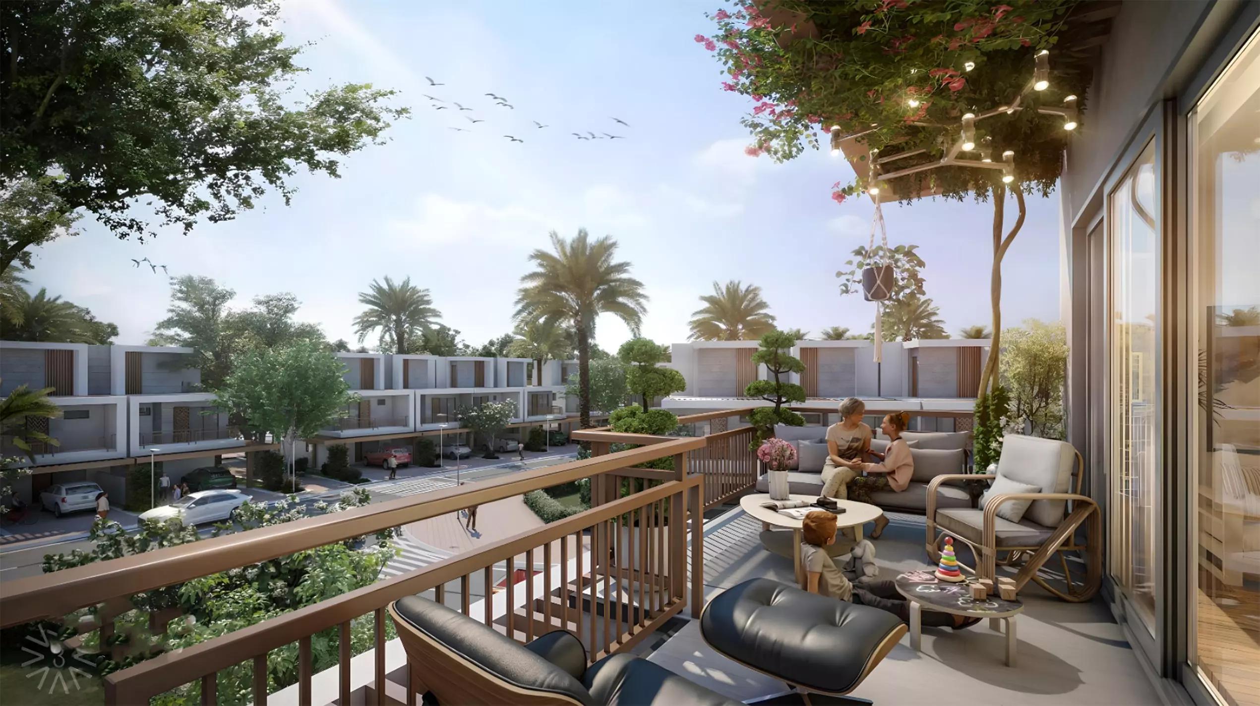 Interior living space in a Violet 3 townhouse, DAMAC Hills, Dubai