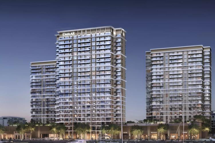 Marina Views apartment tower exterior overlooking Mina Rashid marina, Dubai