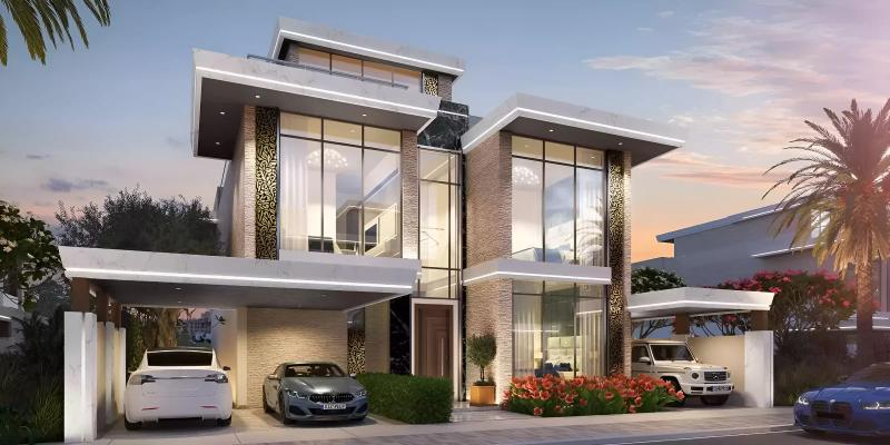 Beverly Hills Drive villa exterior in DAMAC Hills, Dubai