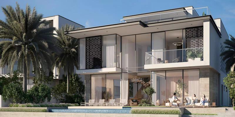 Aerial view of Palm Jebel Ali Frond O waterfront plot layout, Dubai
