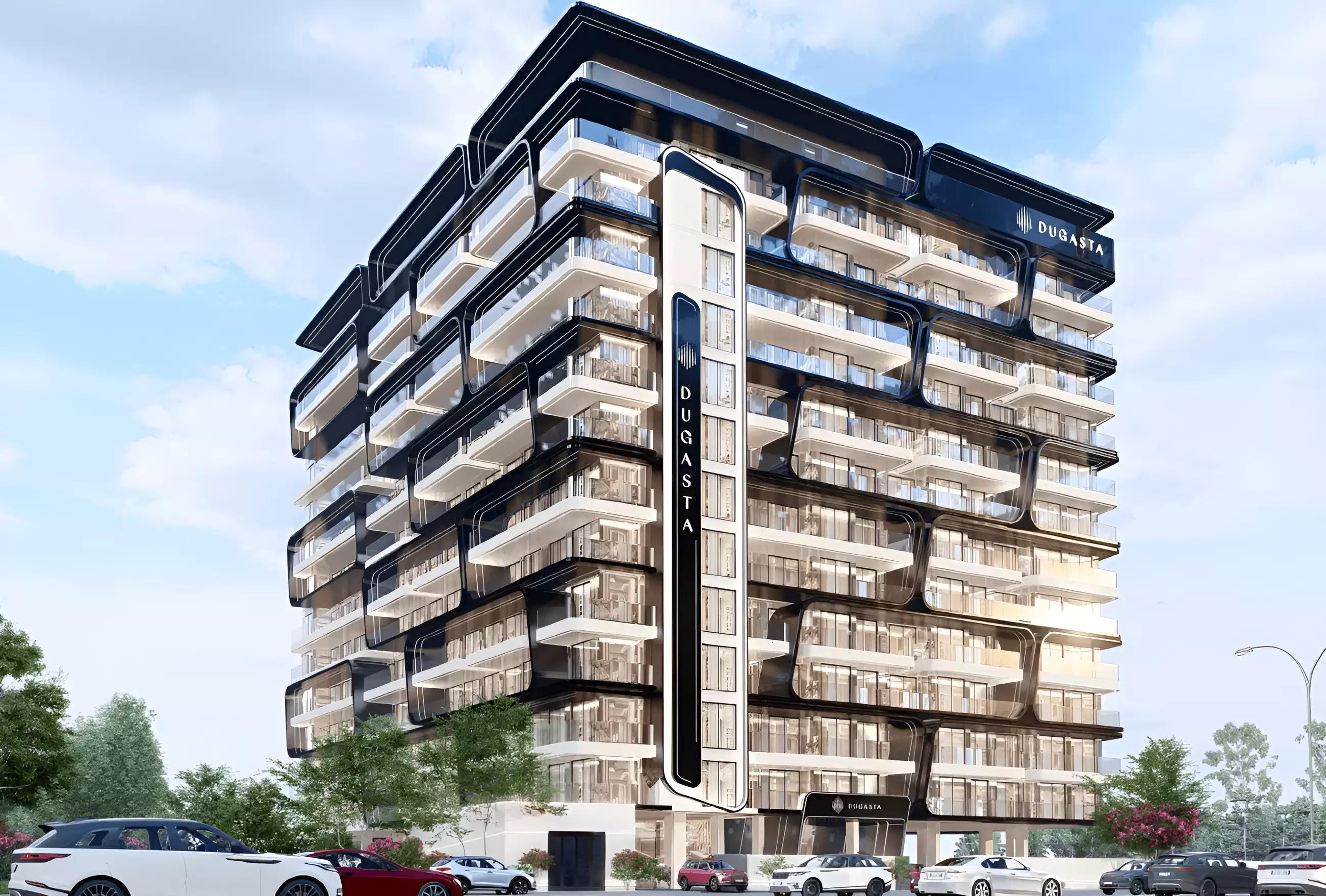 Terra Tower apartment living space render, Dubai Land Residence Complex