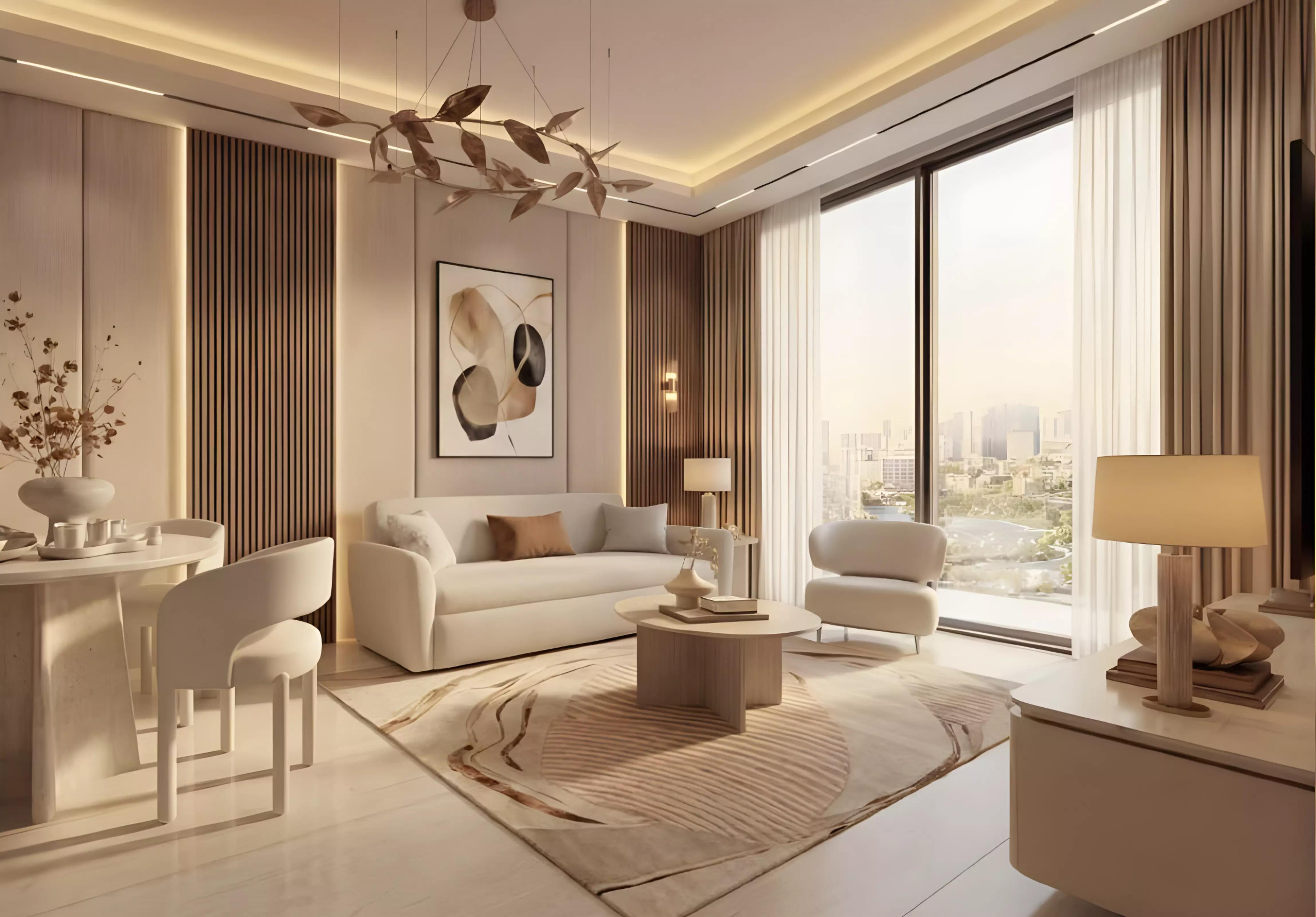 Serenz building elevation with landscaping, JVC, Dubai