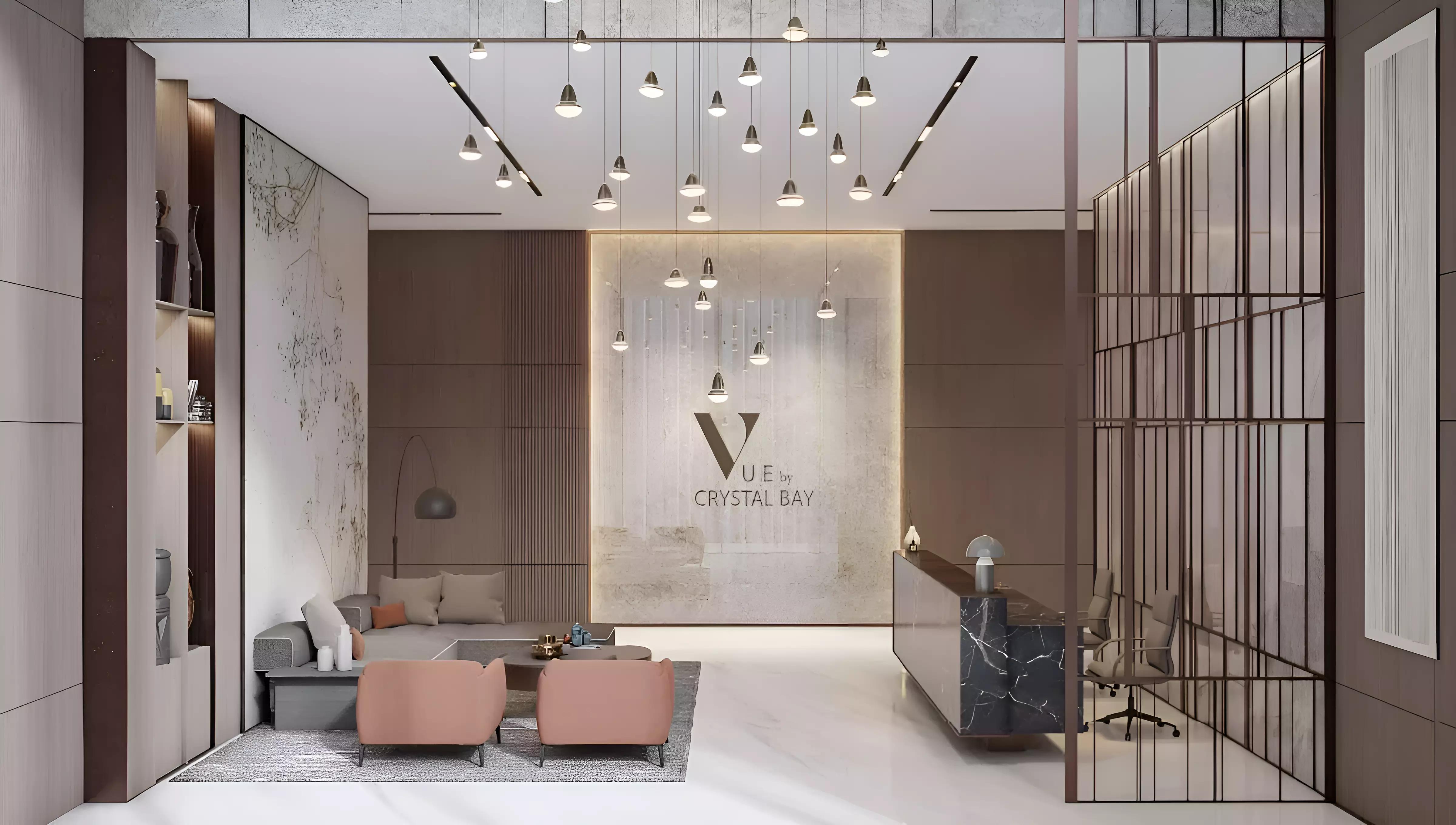 Interior living space at VUE Crystal Bay, Jumeirah Village Circle