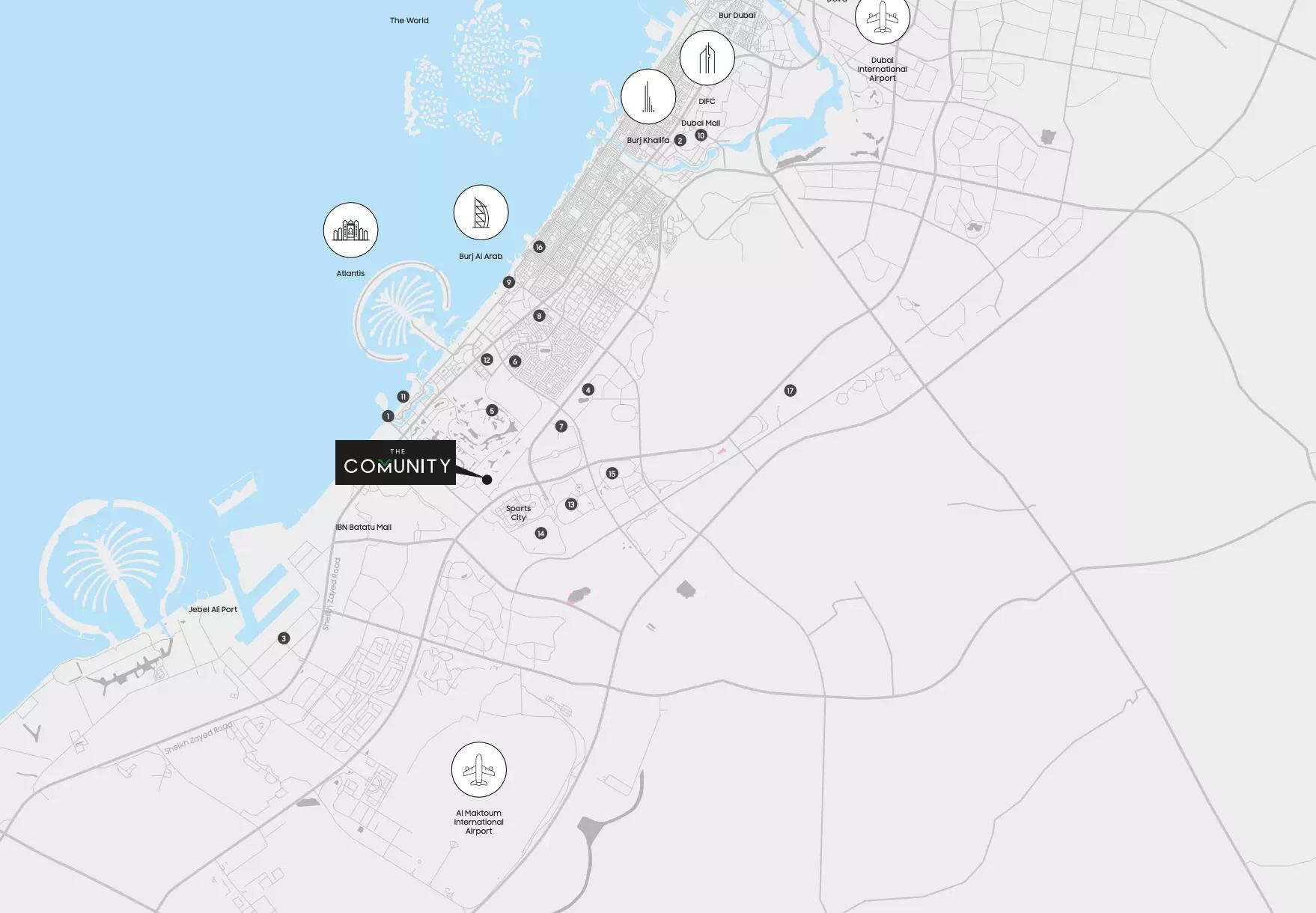 Master plan layout of The Community development in JVT District 3, Dubai