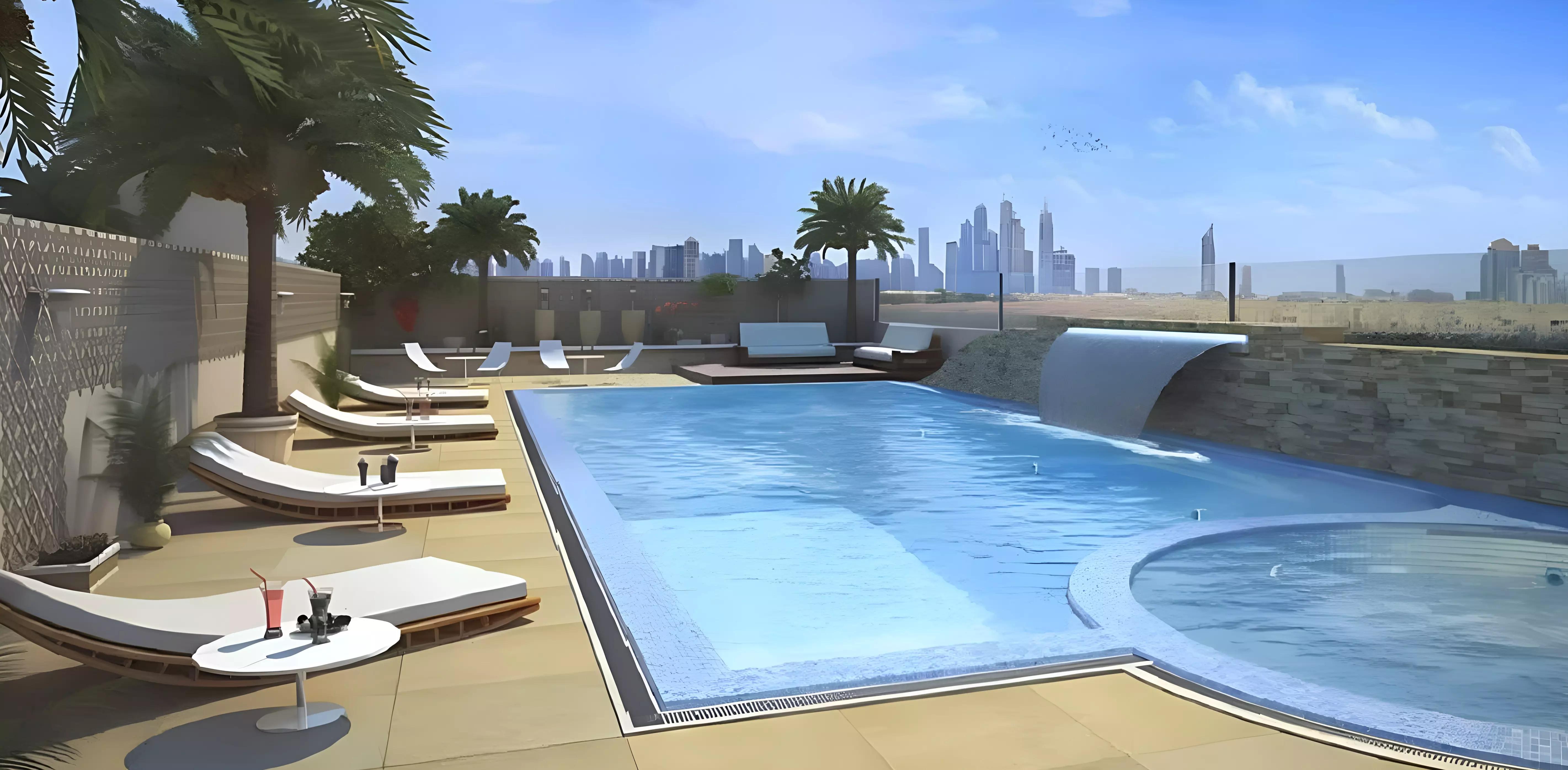 Amenity deck with shared pool at Dusit Princess Rijas, JVC