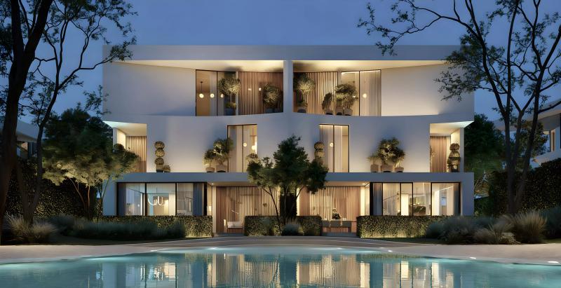 The Dune at Lunaya villa exterior with landscaped grounds, Jebel Ali Village, Dubai
