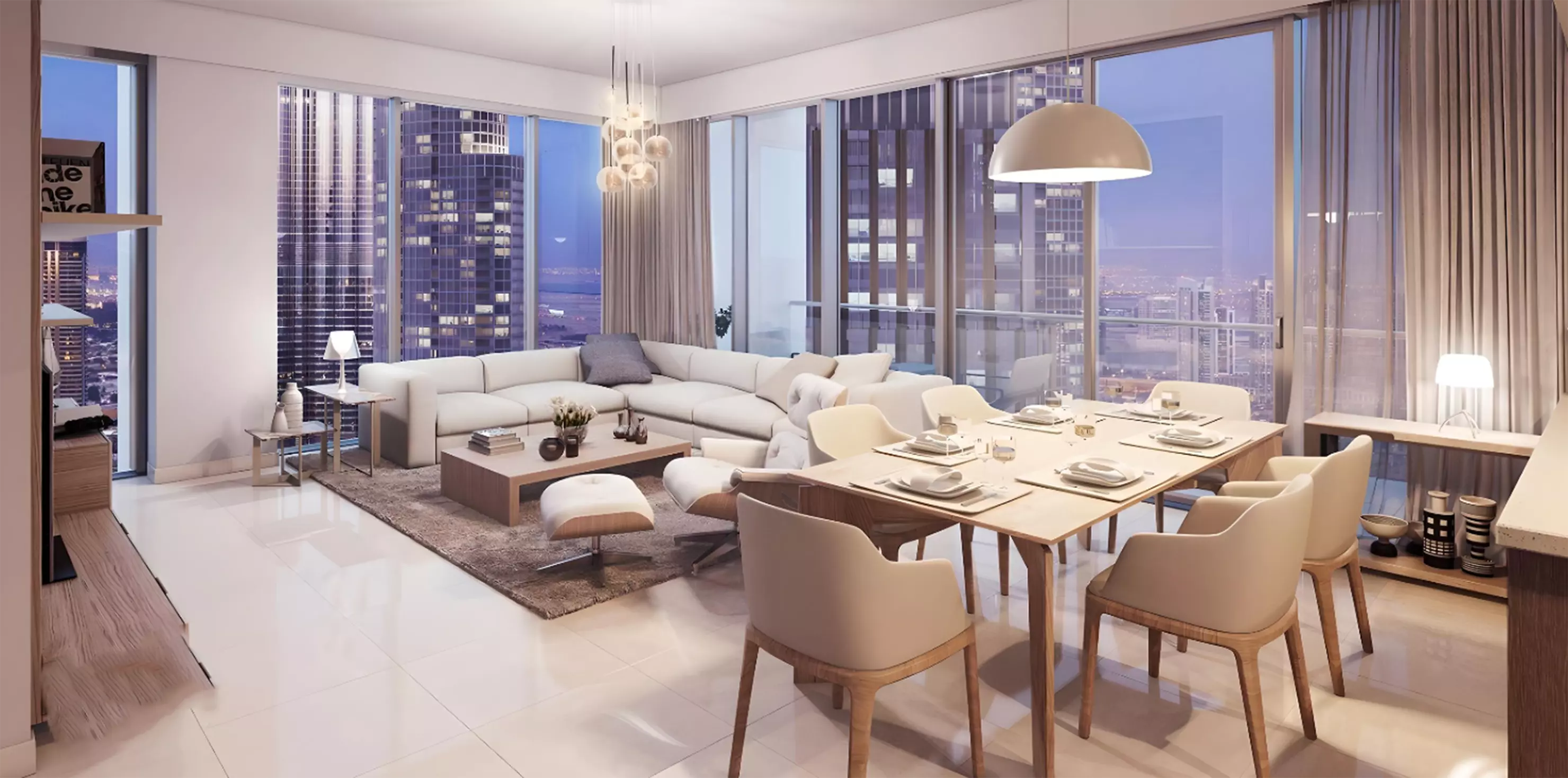 Forte Phase 2 apartment interior living space, Downtown Dubai